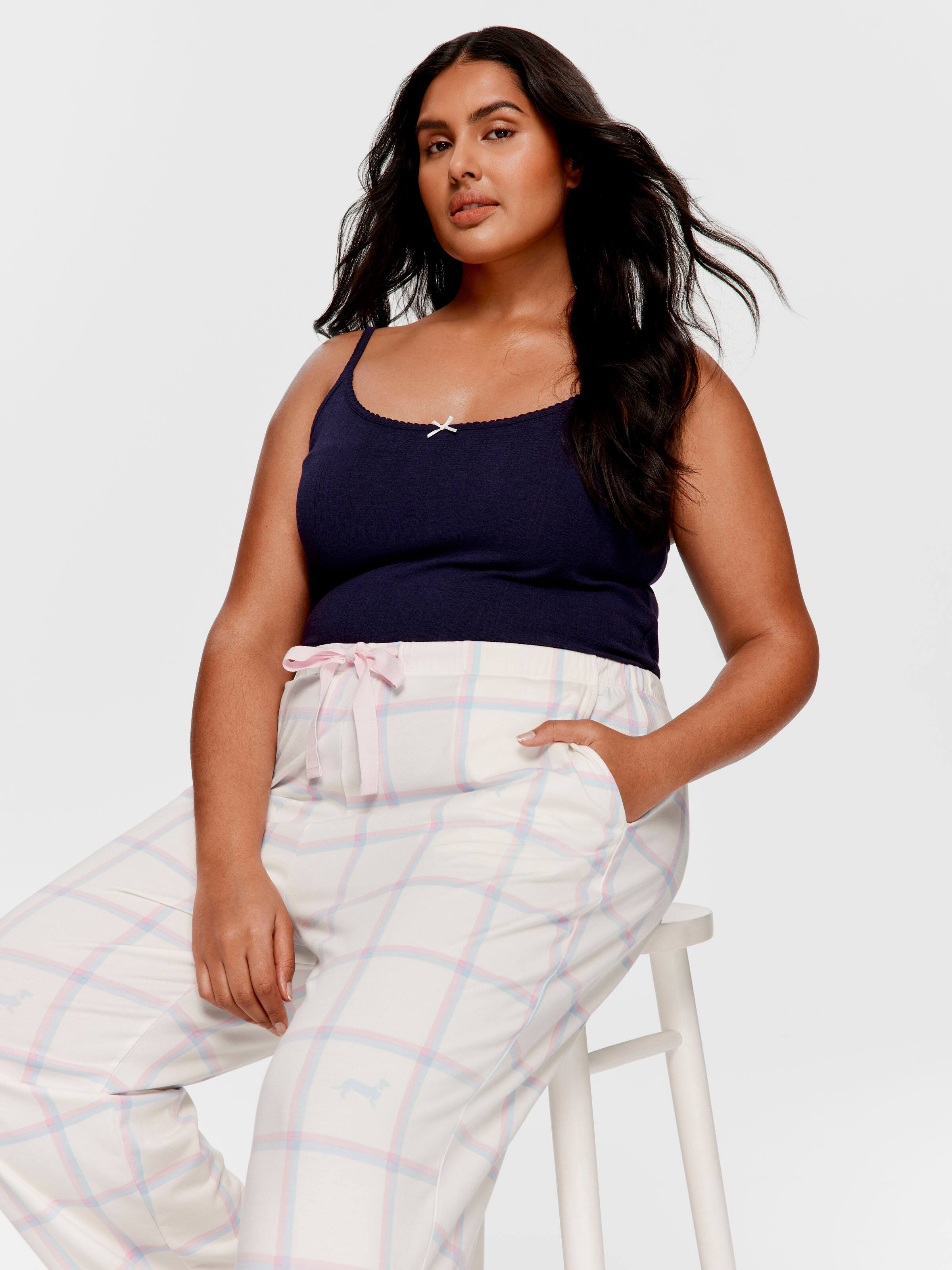 P.A. Plus Cream Windowpane Pj Bottom
