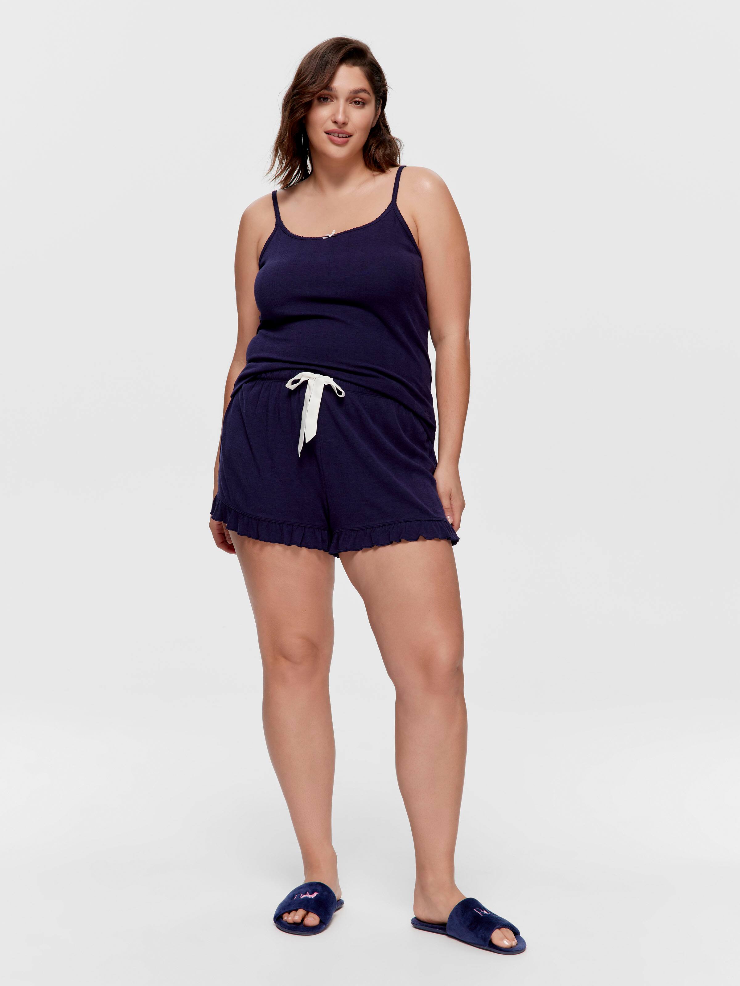 P.A. Plus Navy Pointelle Flutter Pj Short