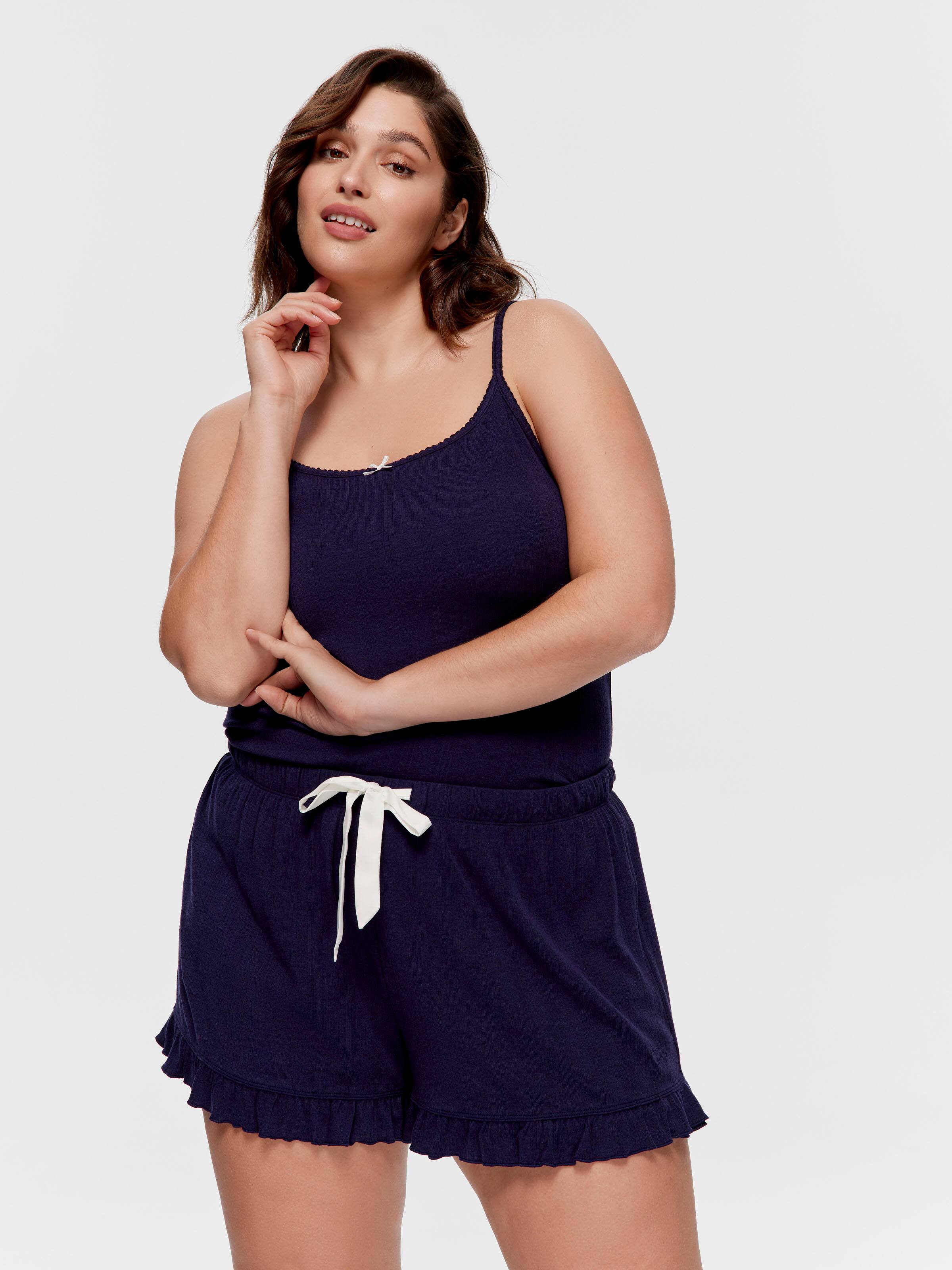 P.A. Plus Navy Pointelle Flutter Pj Short