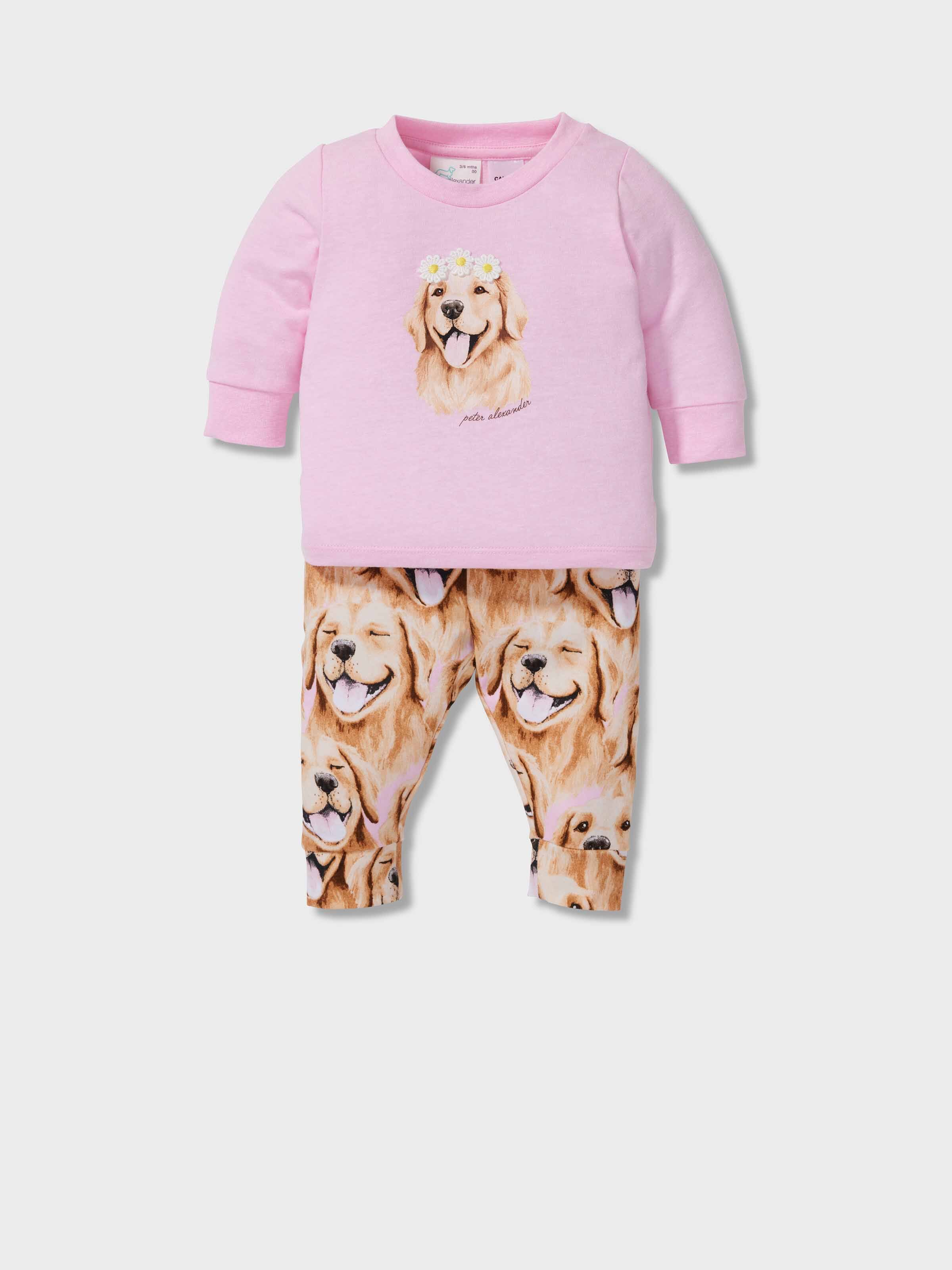 Baby Girl Golden Retriever Long Pj Set