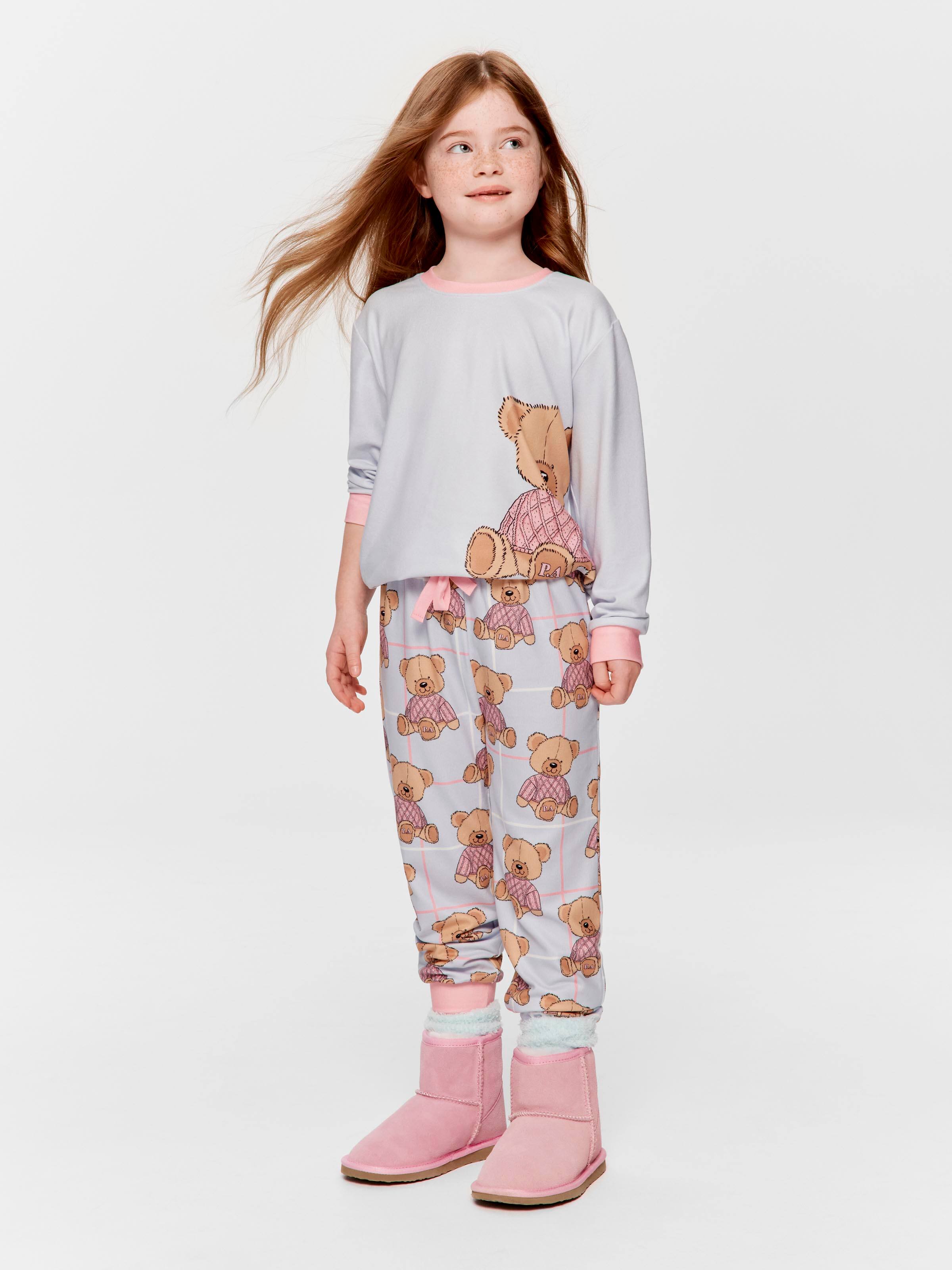 Jnr Girls Teddy Bear Long Pj Set