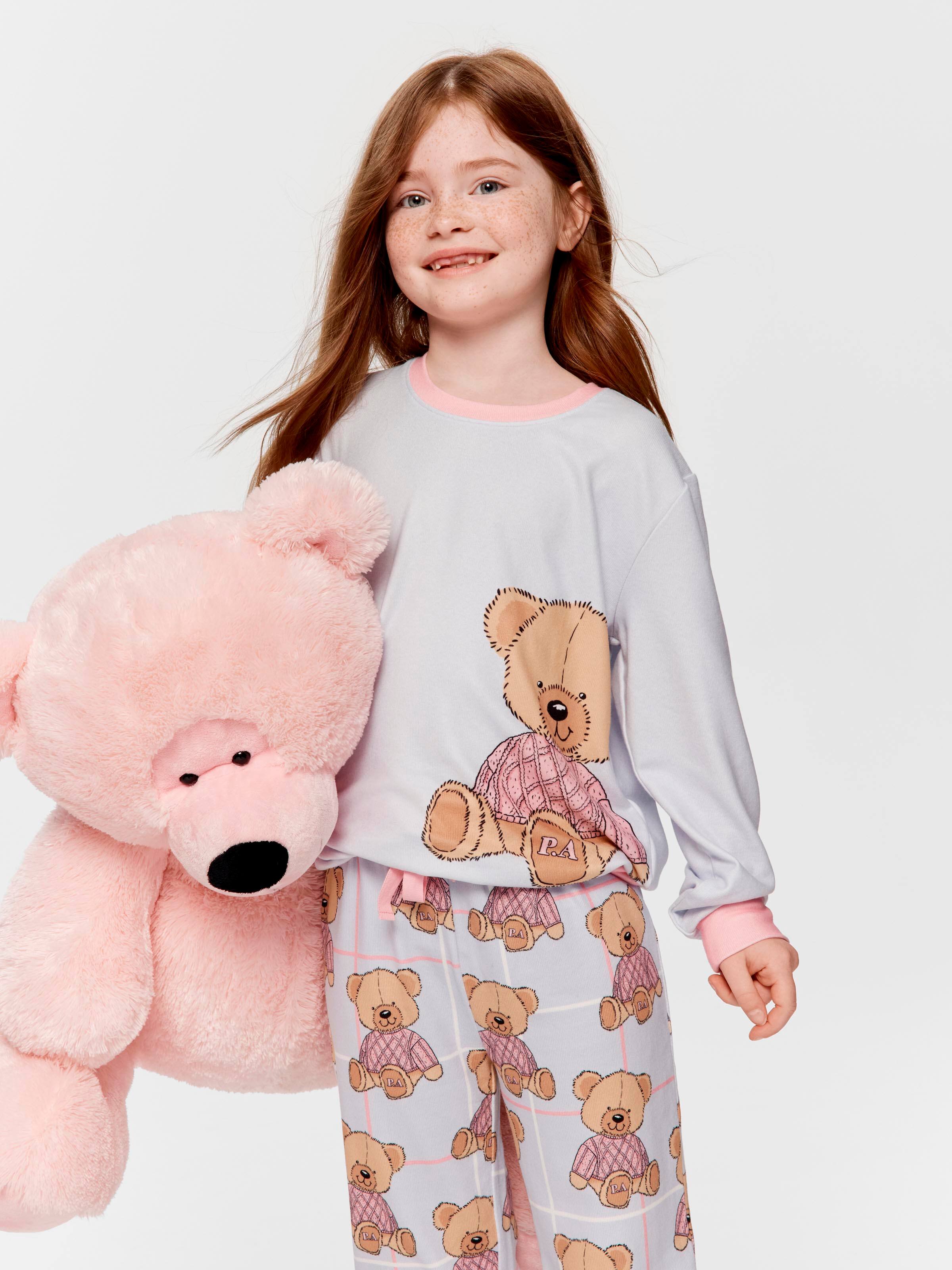 Jnr Girls Teddy Bear Long Pj Set