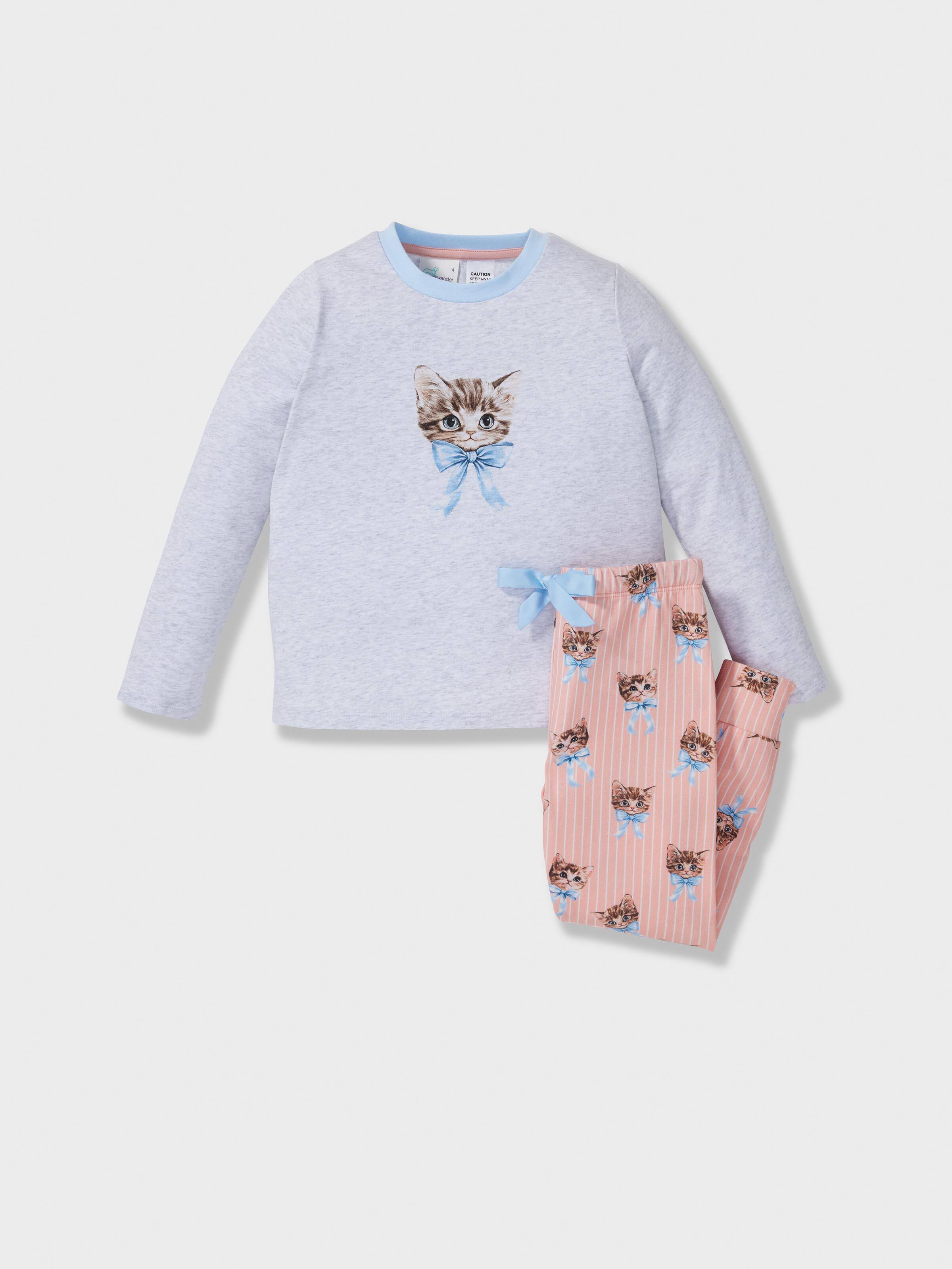 Jnr Girls Vintage Cat Long Pj Set