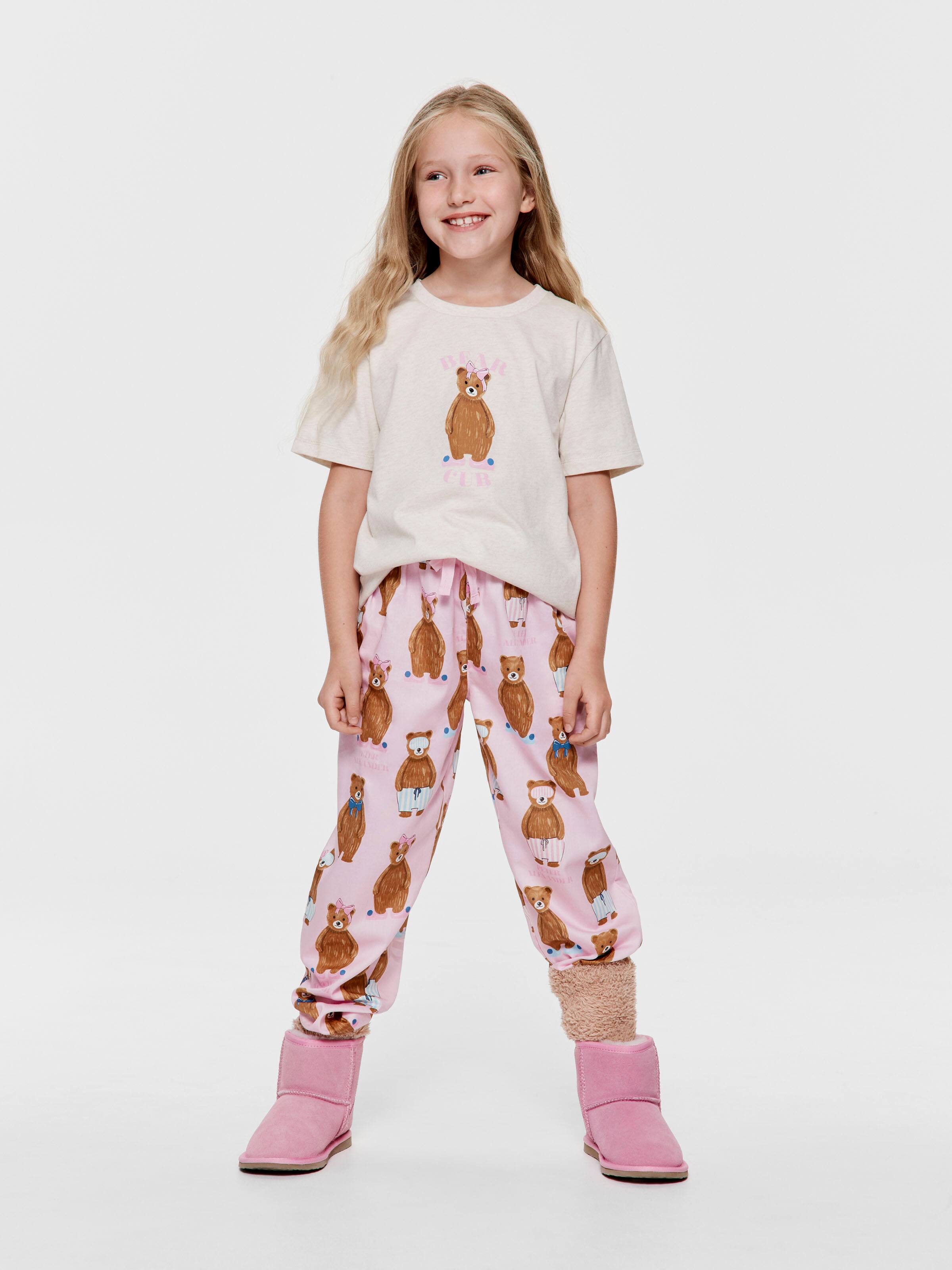 Girls Bear Cub 100% Cotton Long Pj Set