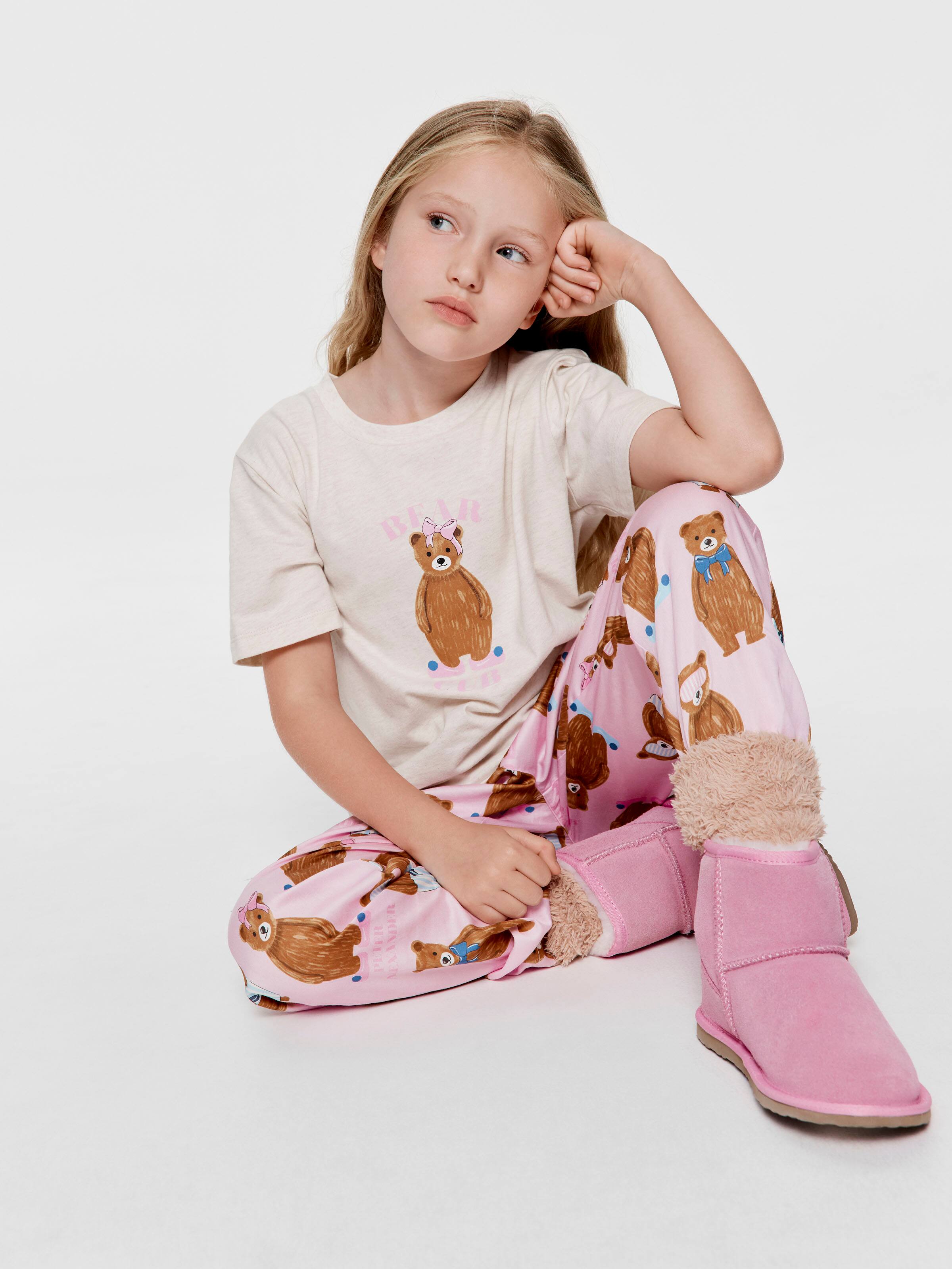 Girls Bear Cub 100% Cotton Long Pj Set