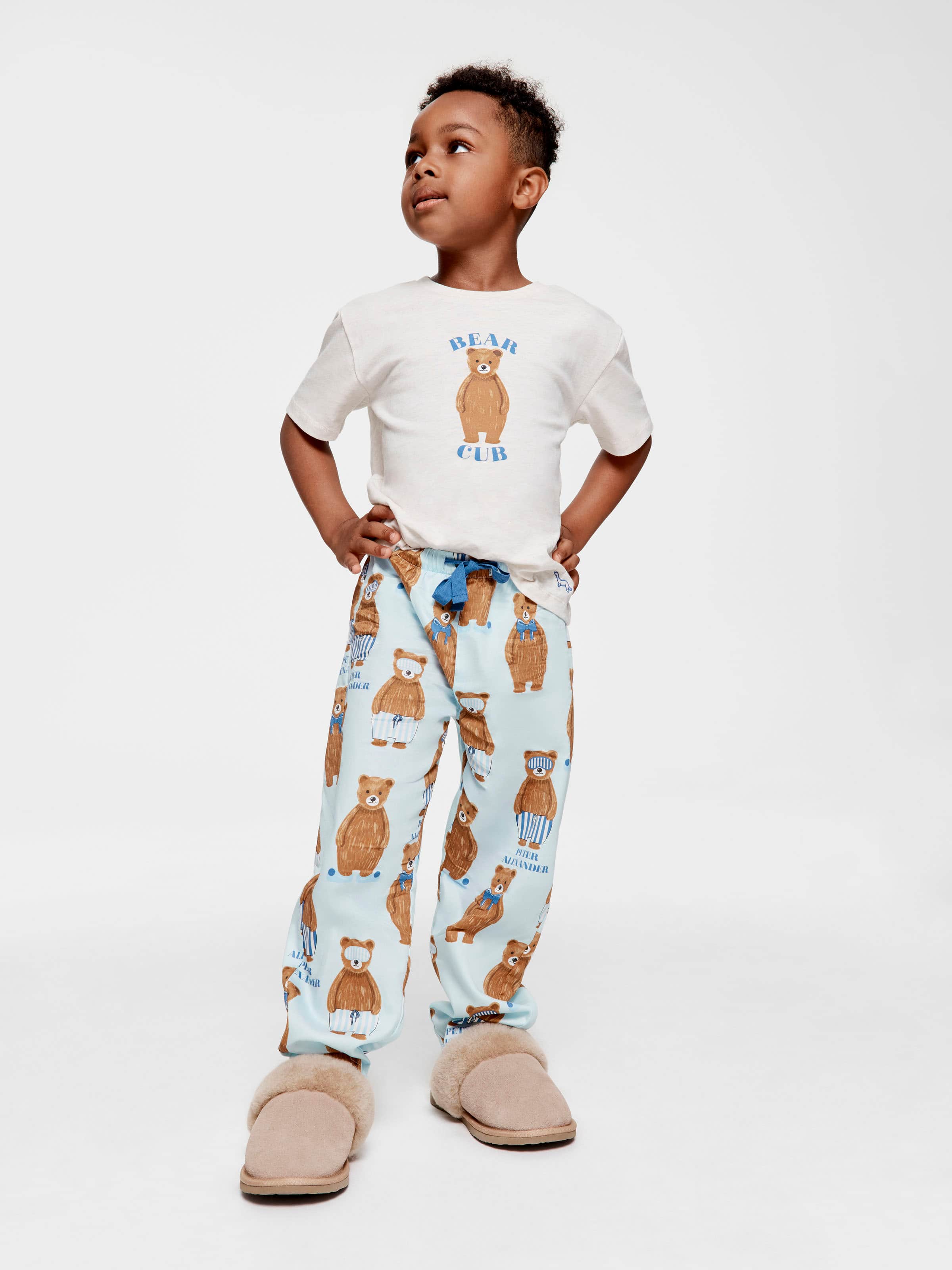 Jnr Boys Bear Cub 100% Cotton Long Pj Set