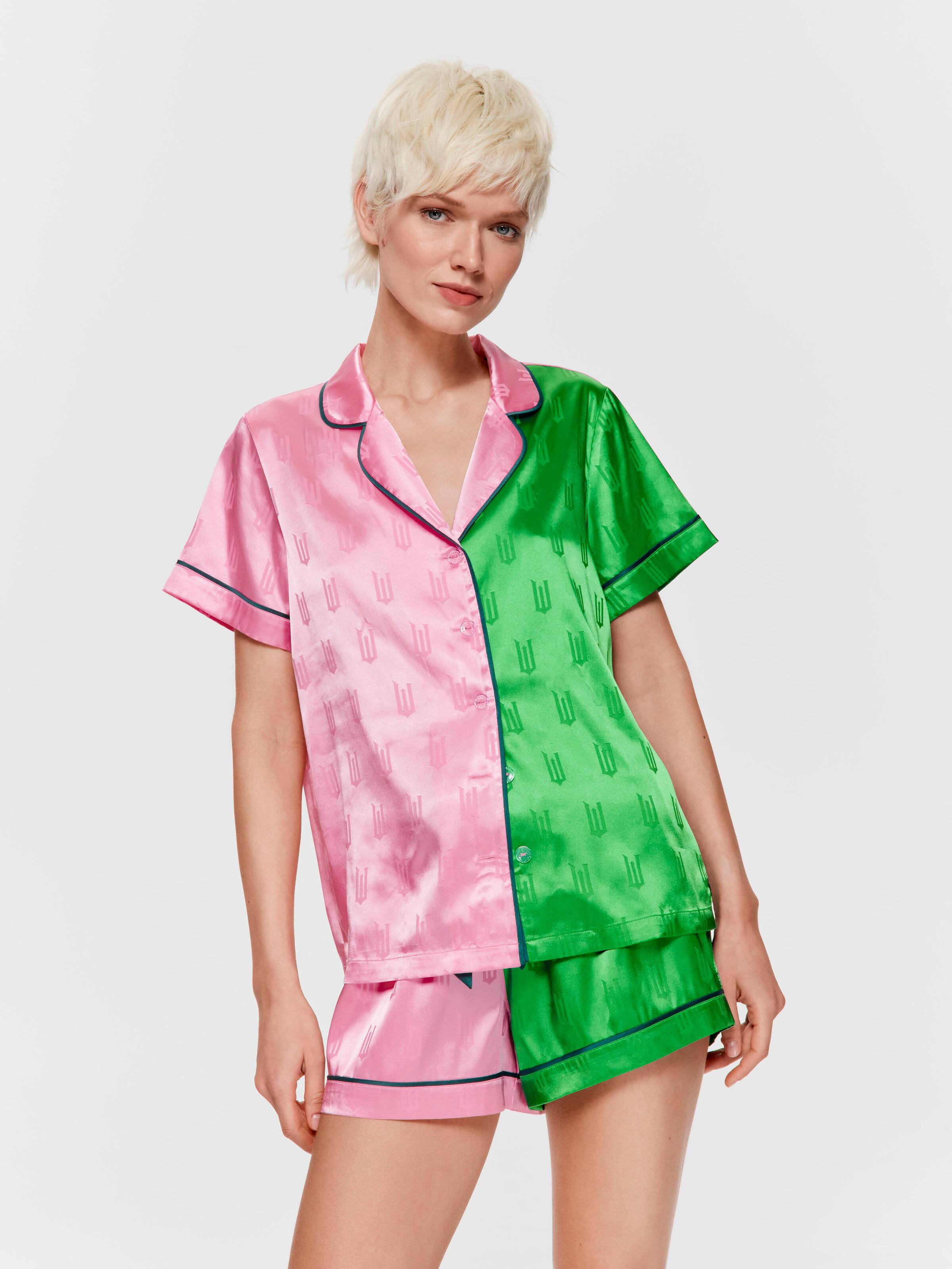Wicked Twin Colour Satin Shortie Pj Set