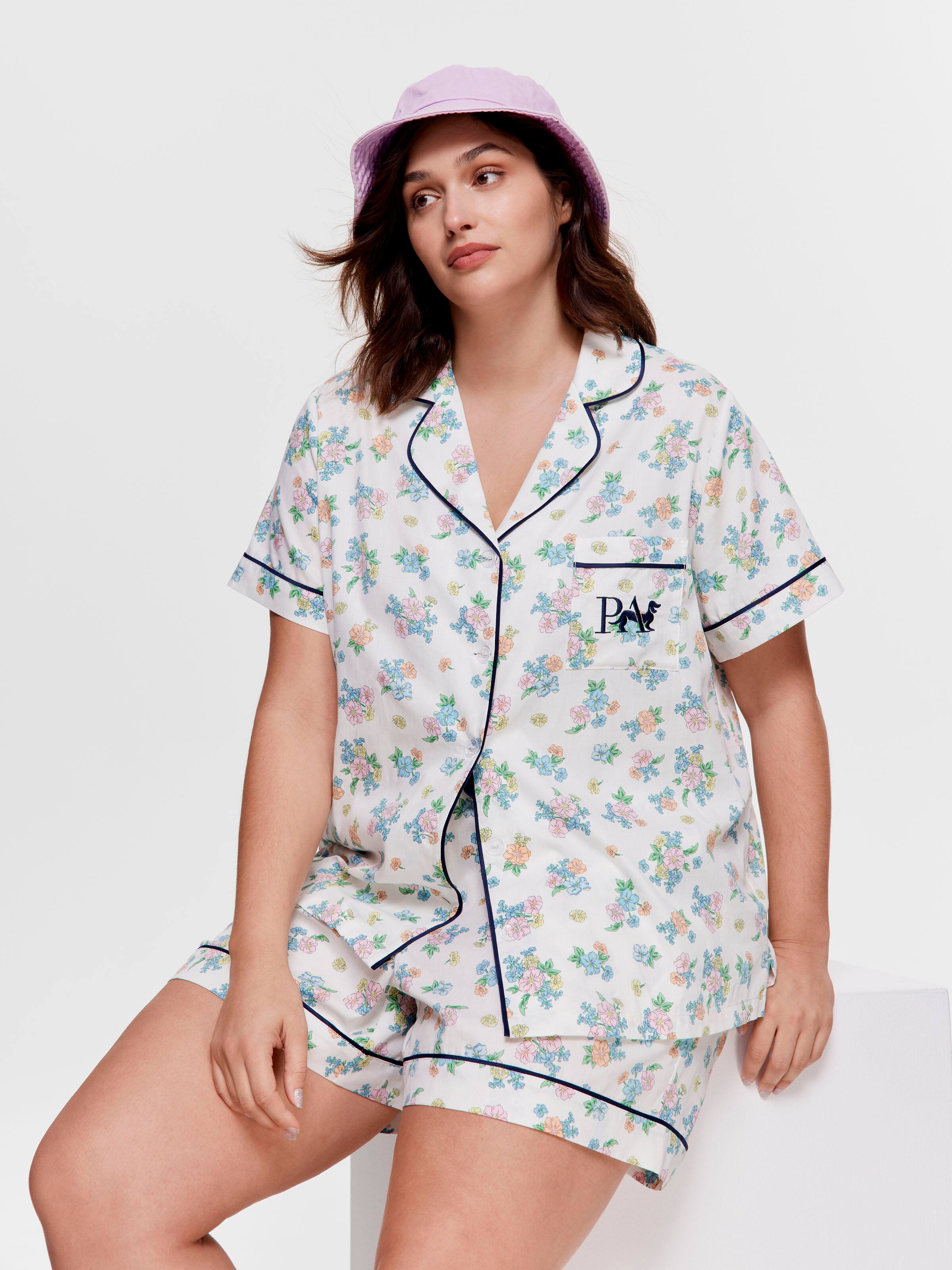 P.A. Plus Floral 100% Cotton Shortie Pj Set