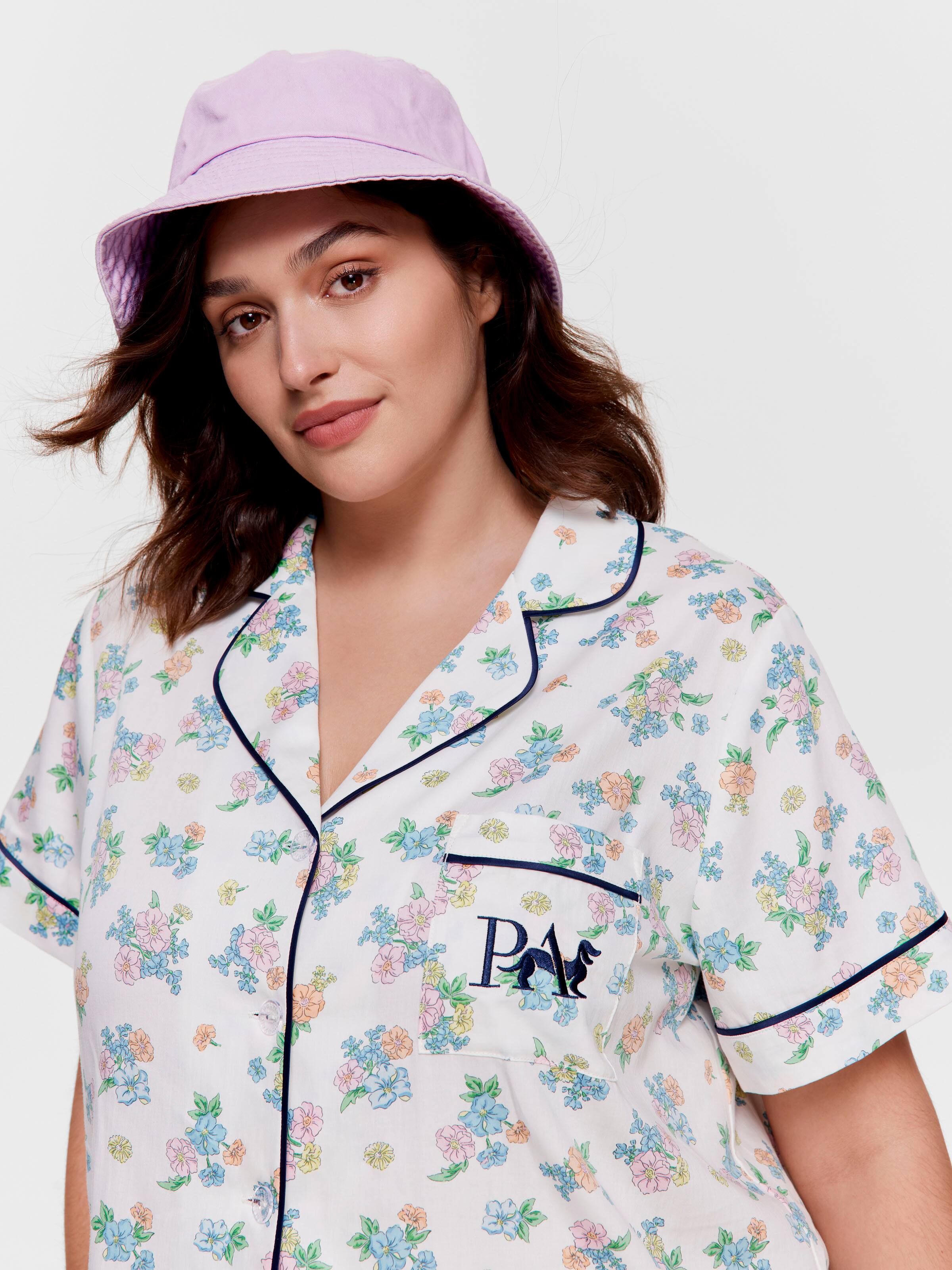 P.A. Plus Floral 100% Cotton Shortie Pj Set
