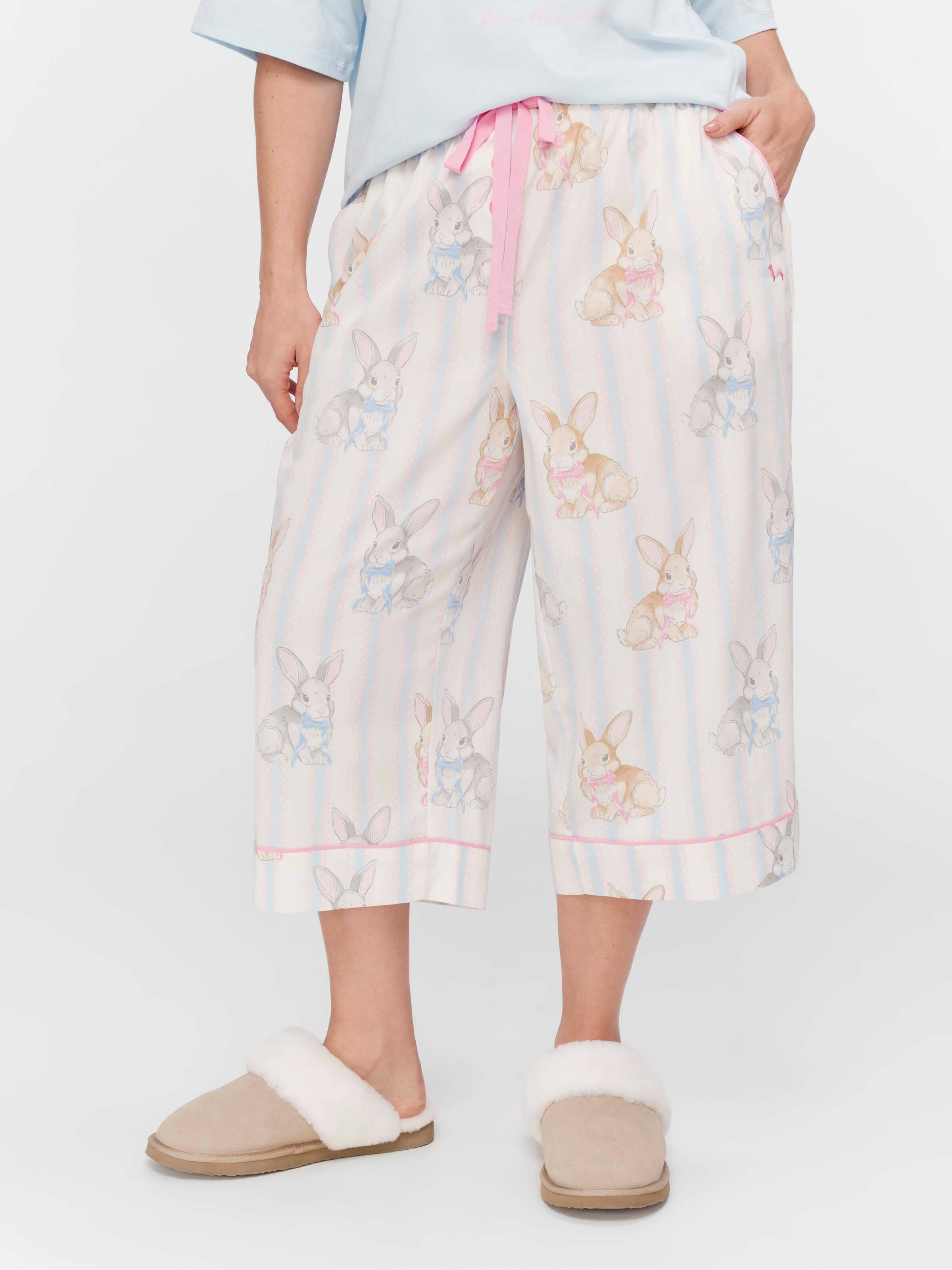 P.A. Plus Cute 100% Cotton Bow Bunny 3/4 Pj Bottom