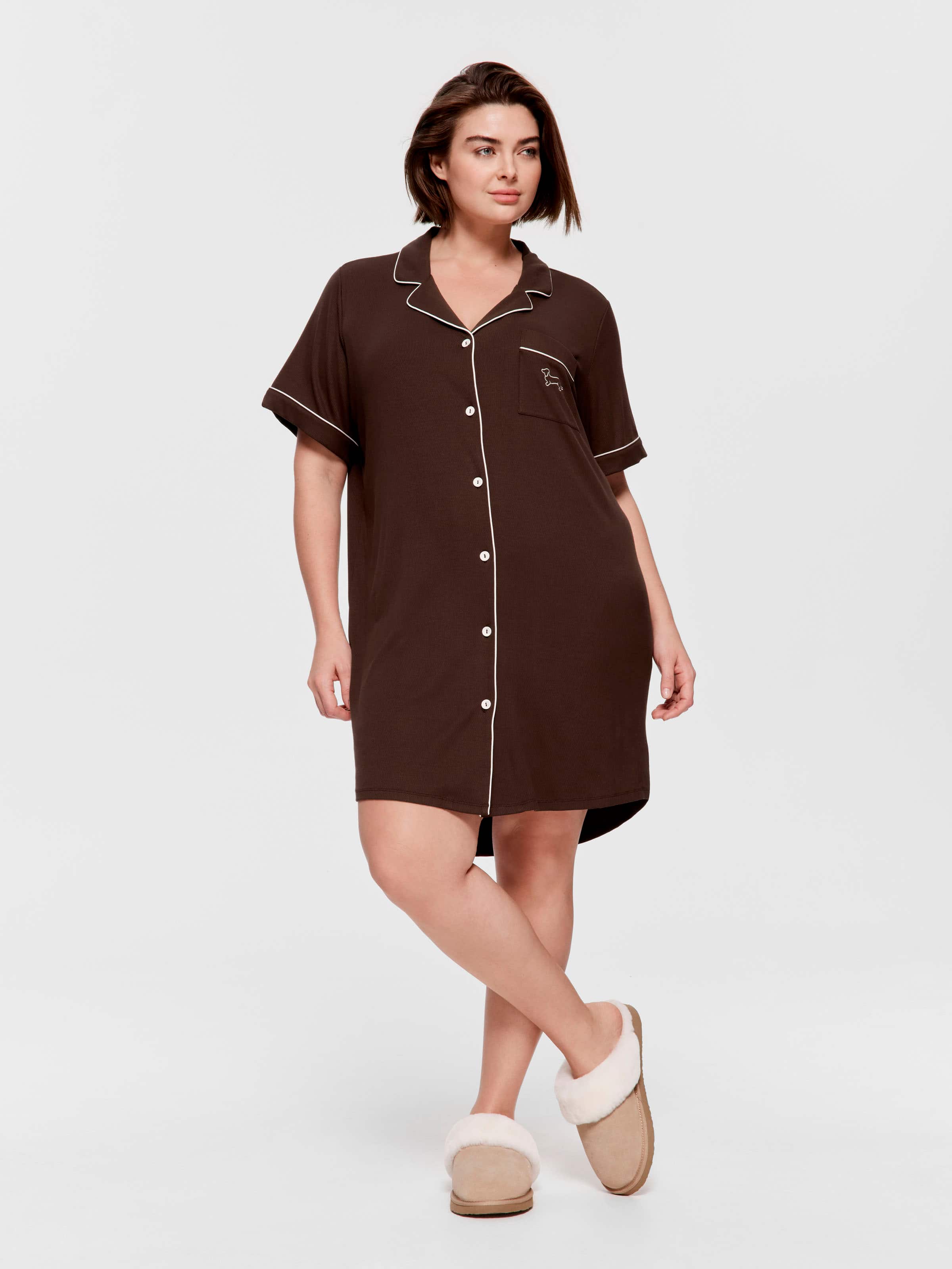 P.A. Plus Choc Bamboo Rib Nightshirt