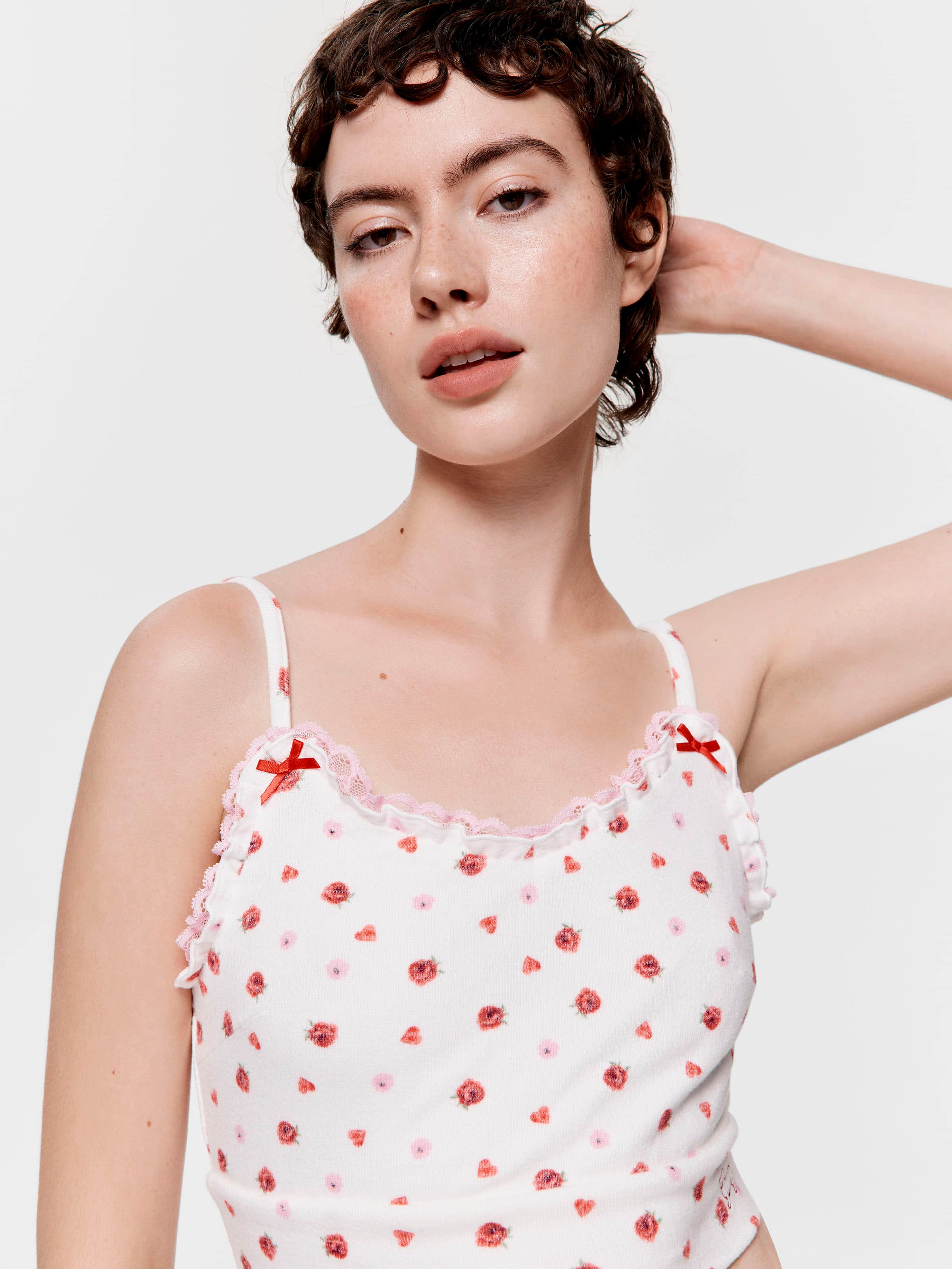 Rose Heart Fuzzy Crop Top