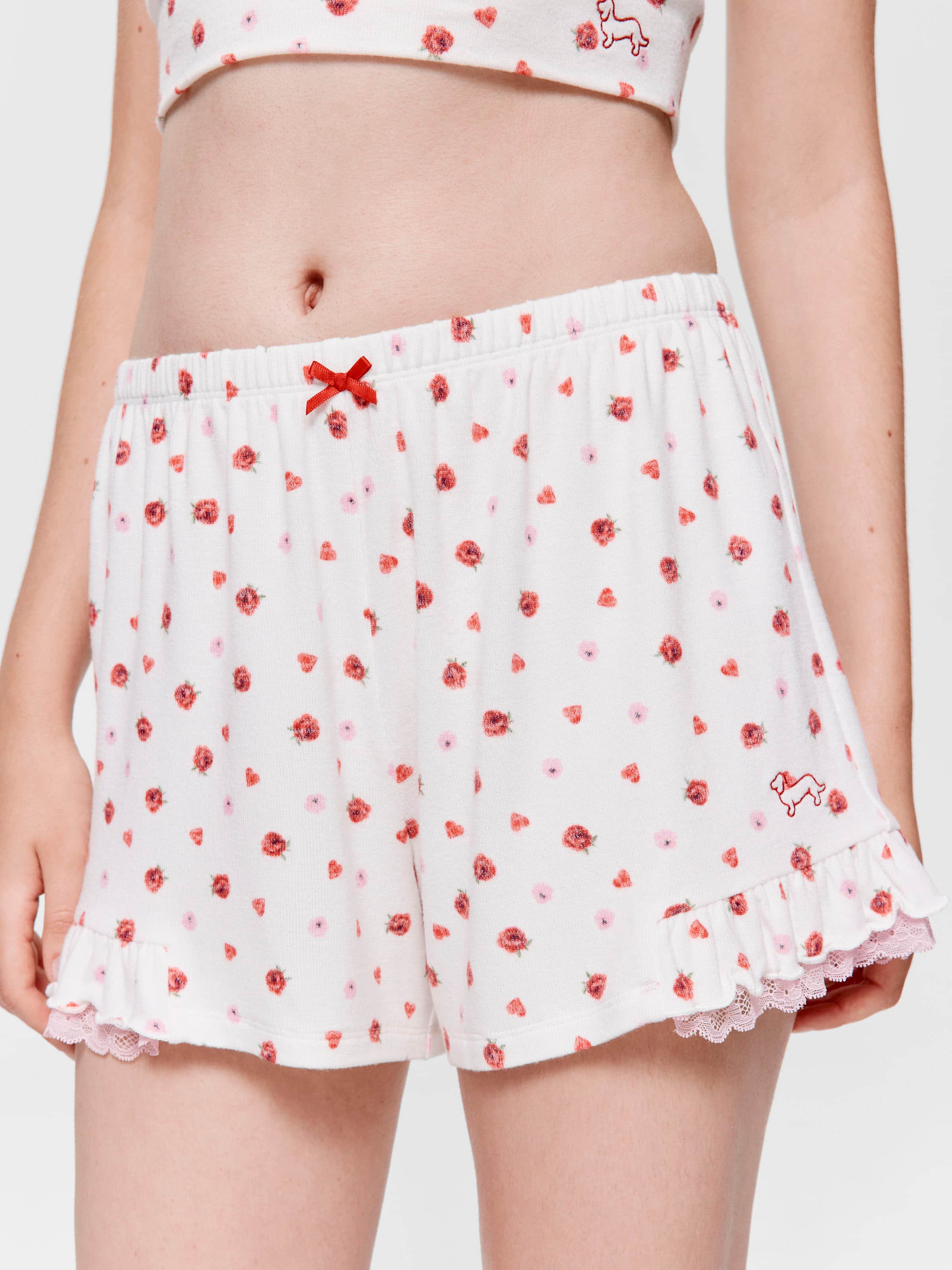 Rose Heart Fuzzy Frill Short