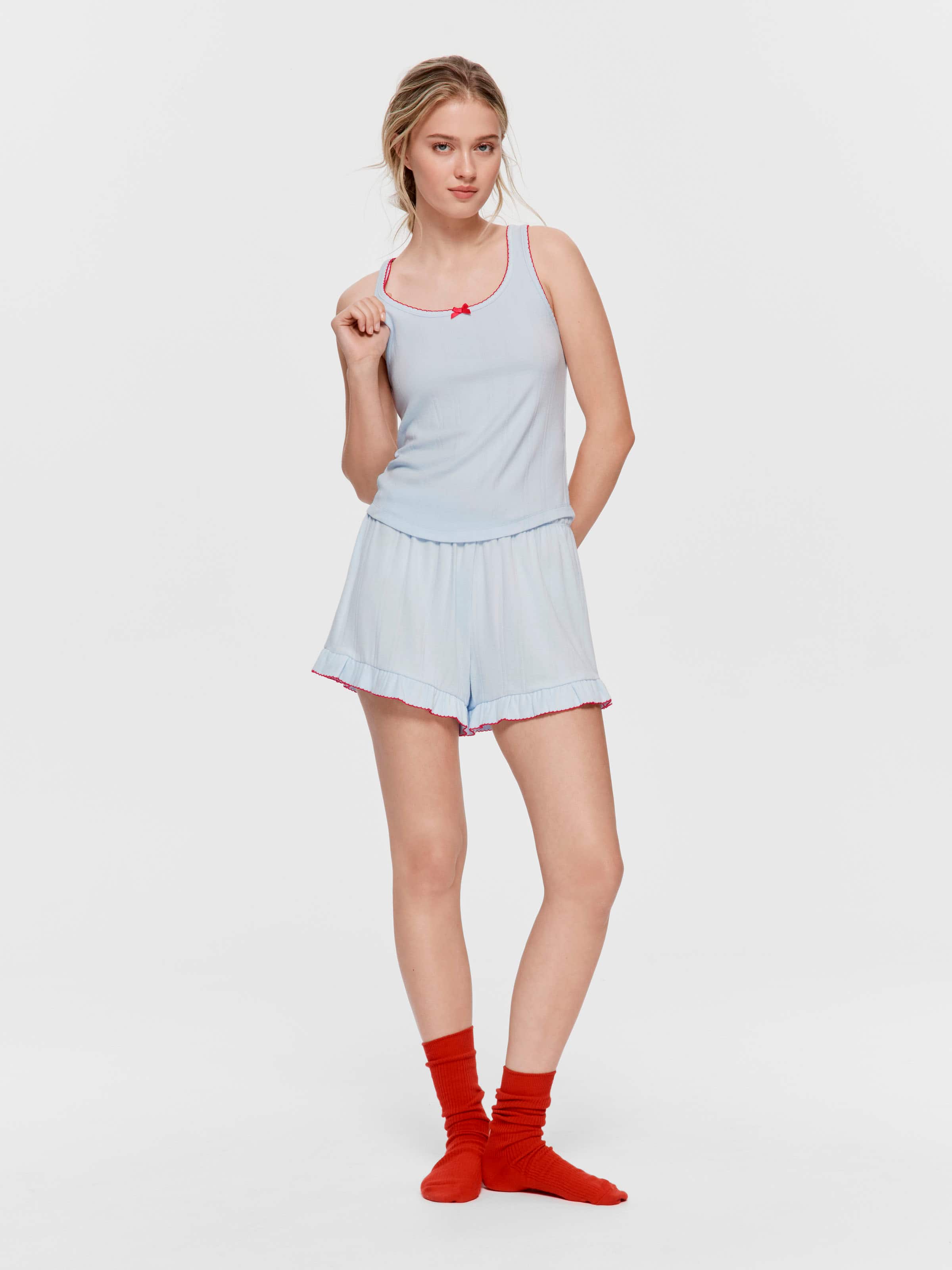 Contrast Trim Pointelle Tank Top