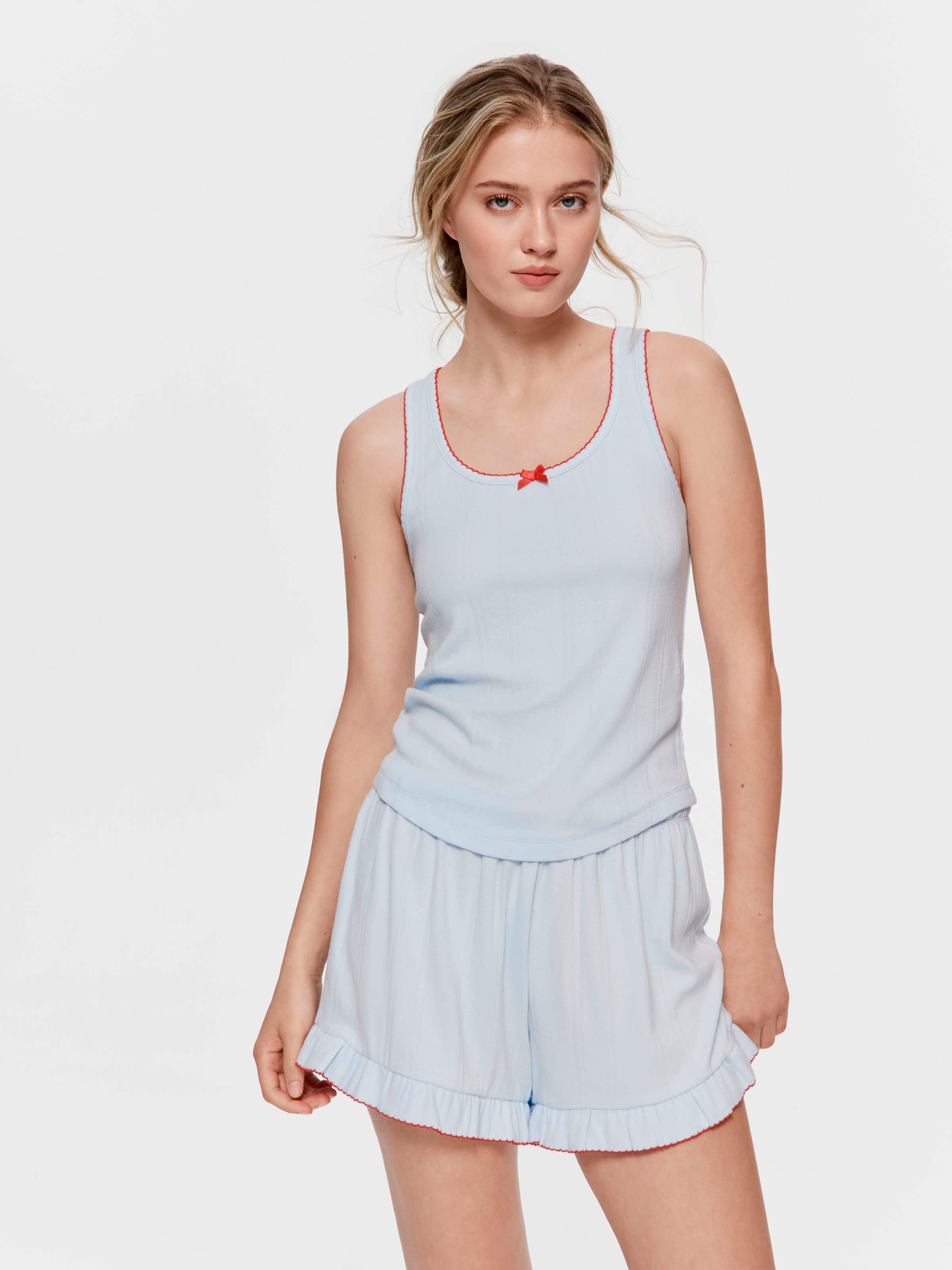 Contrast Trim Pointelle Tank Top