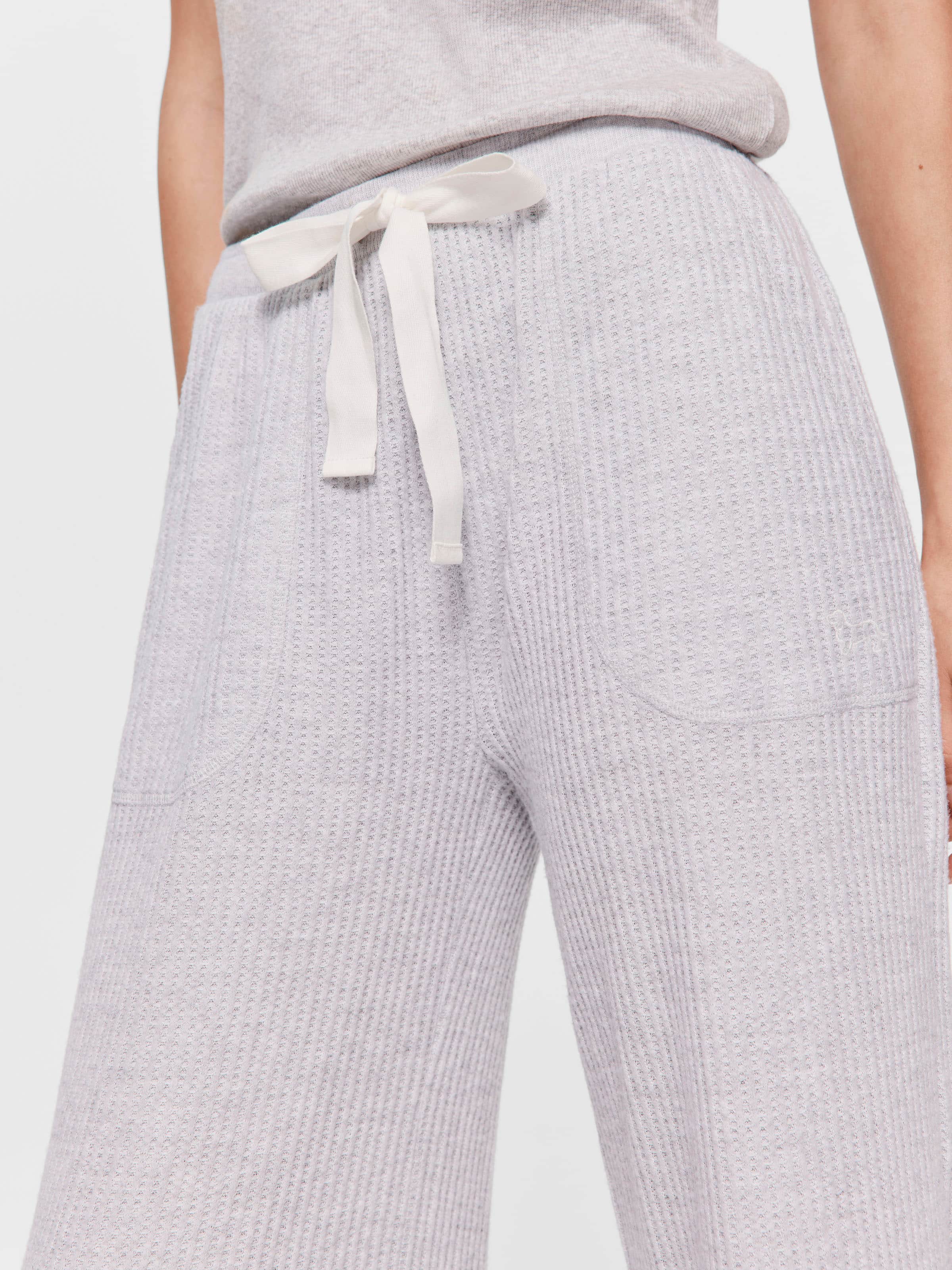 Grey Brushed Waffle Wide Leg Pj Bottom