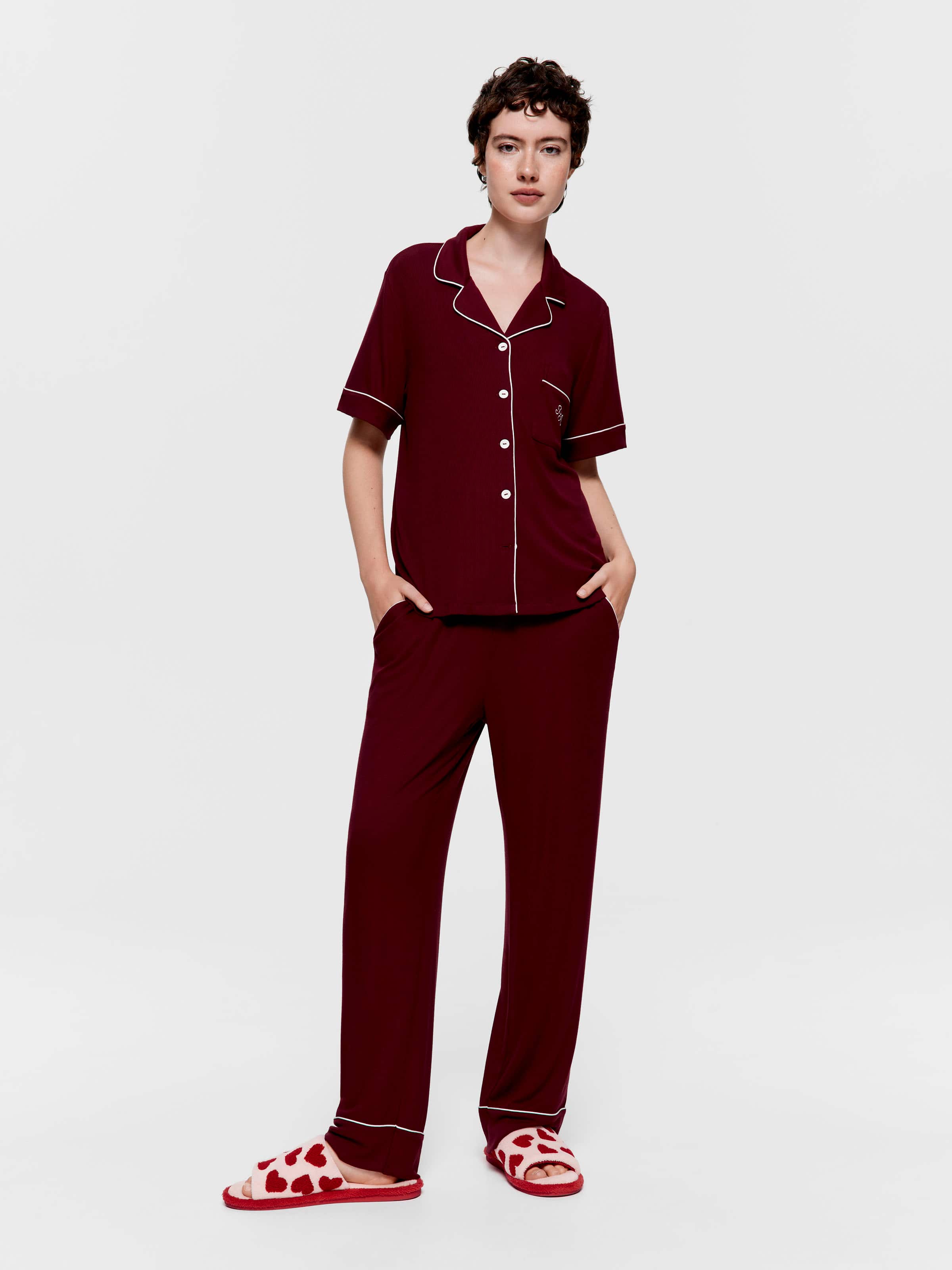 Auburn Bamboo Rib Straight Leg Pj Bottom