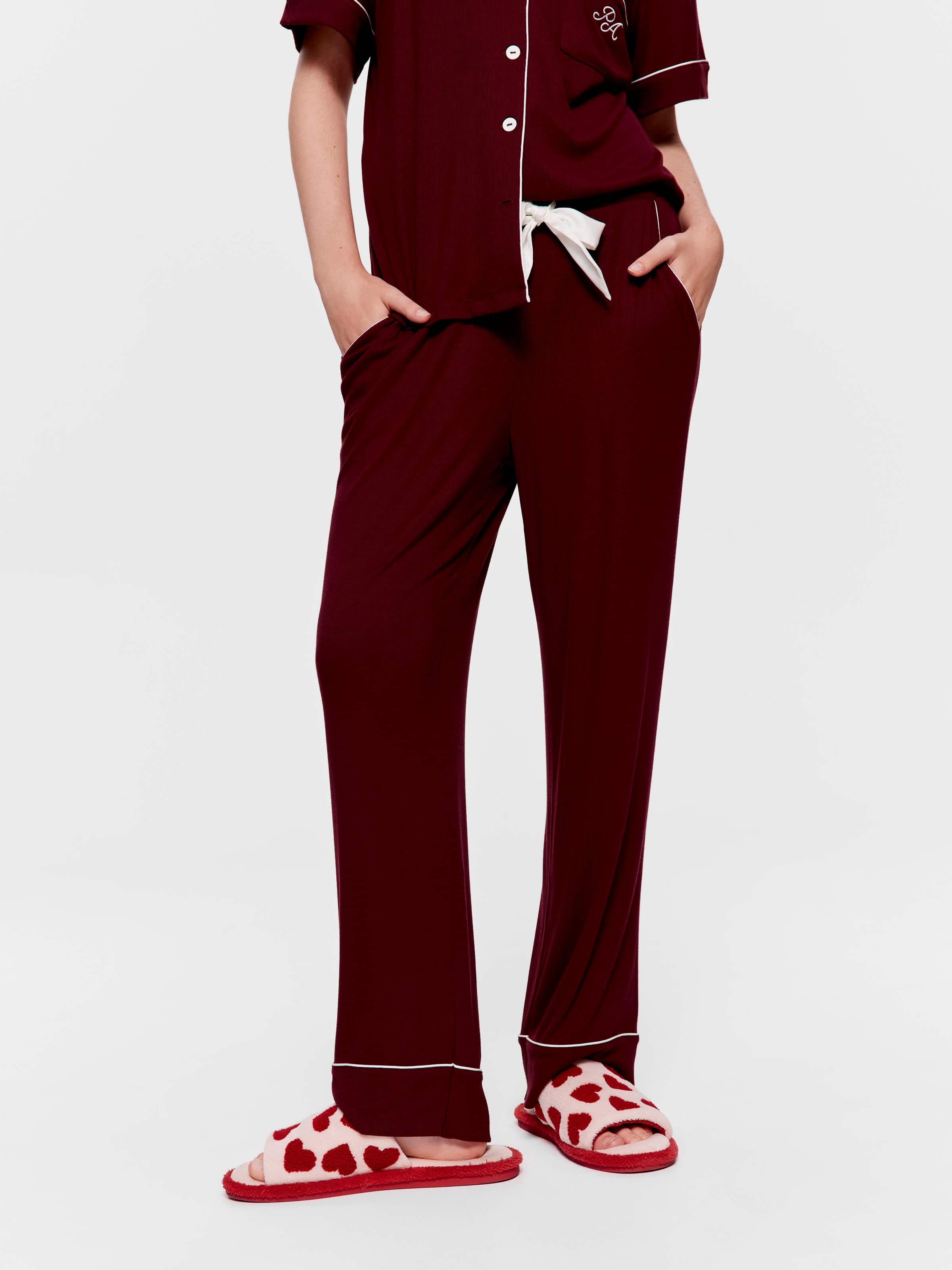 Auburn Bamboo Rib Straight Leg Pj Bottom