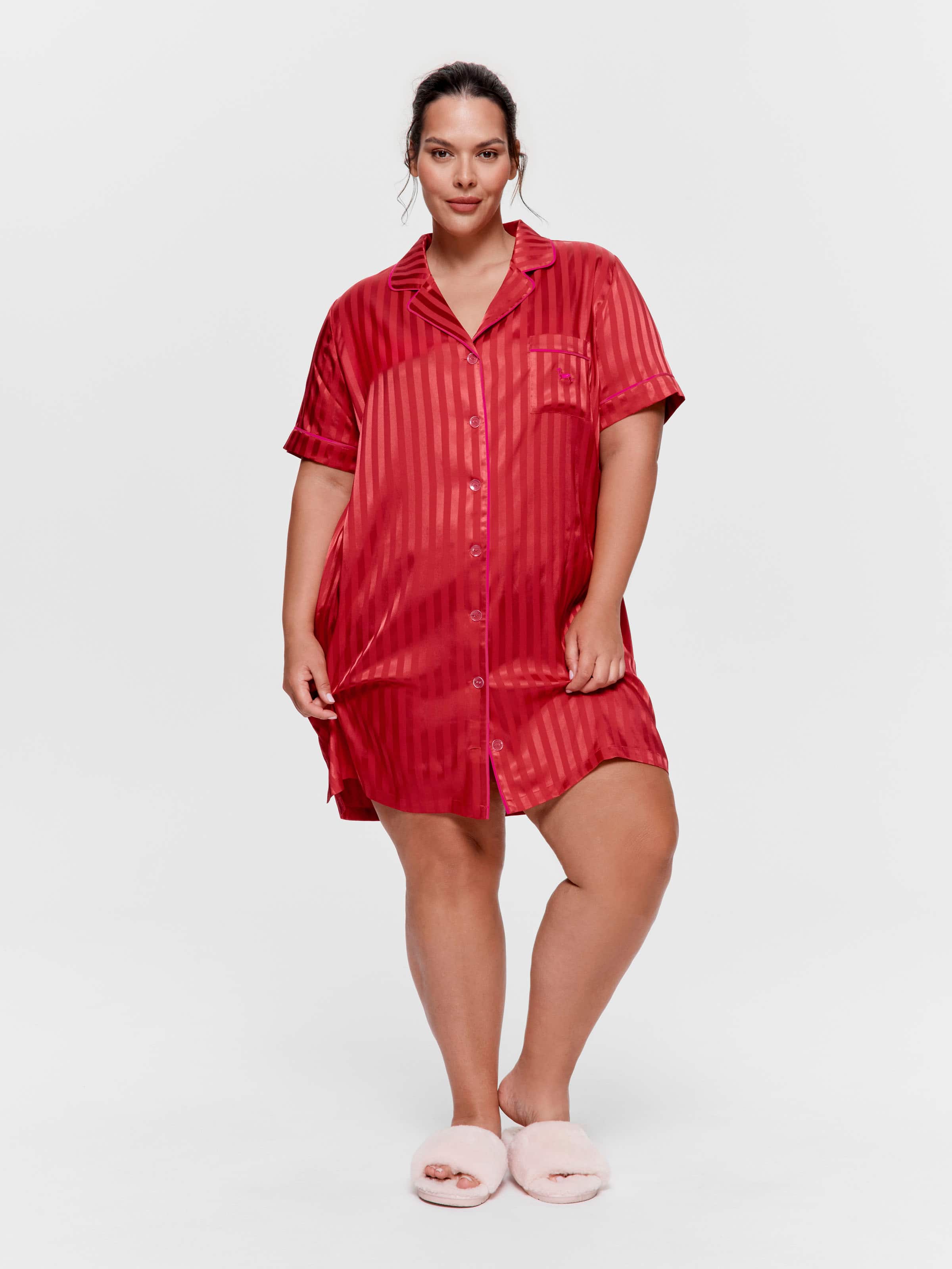P.A. Plus Red Satin Nightshirt