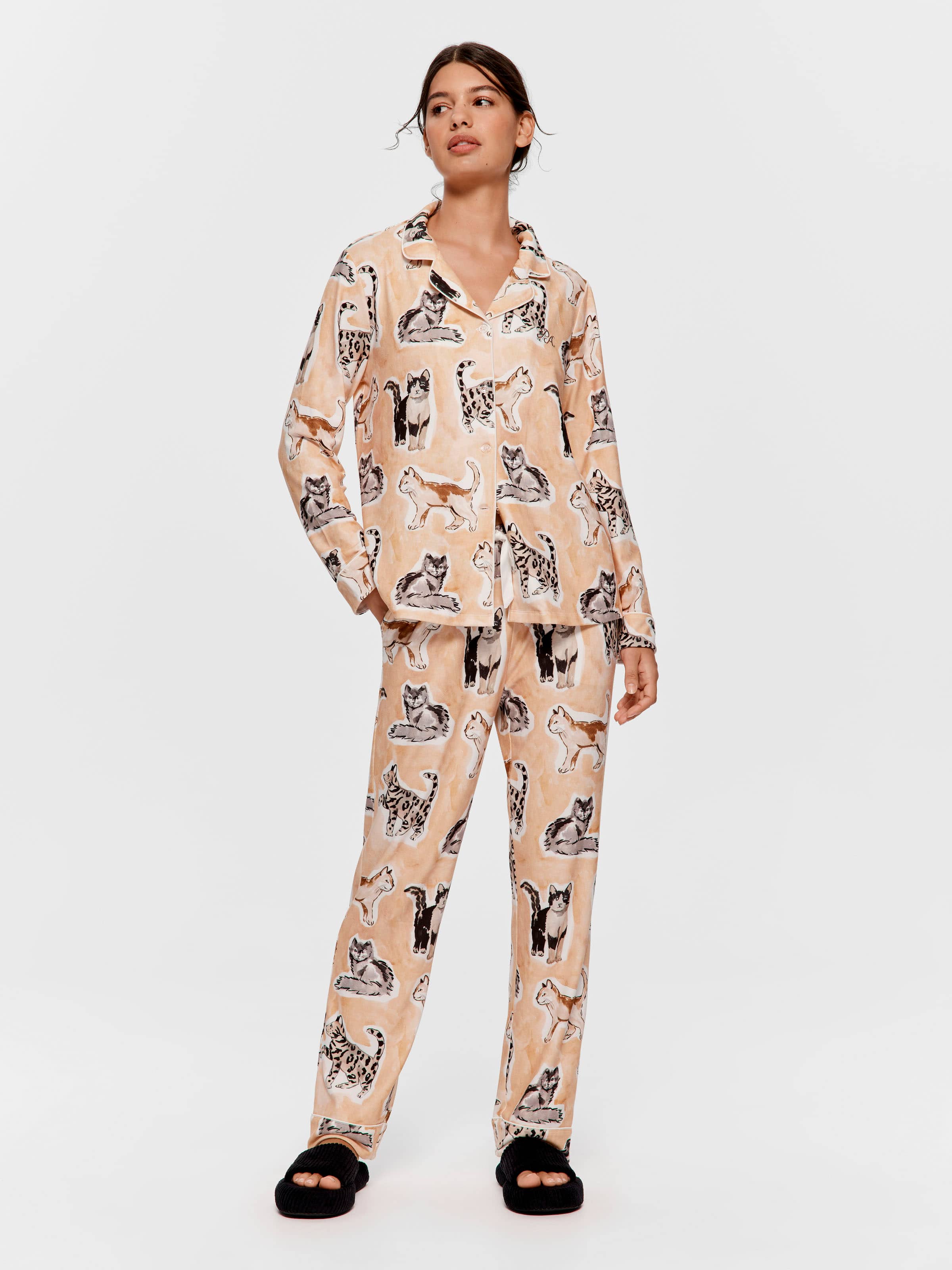 Mixed Cats Plush Pj Set