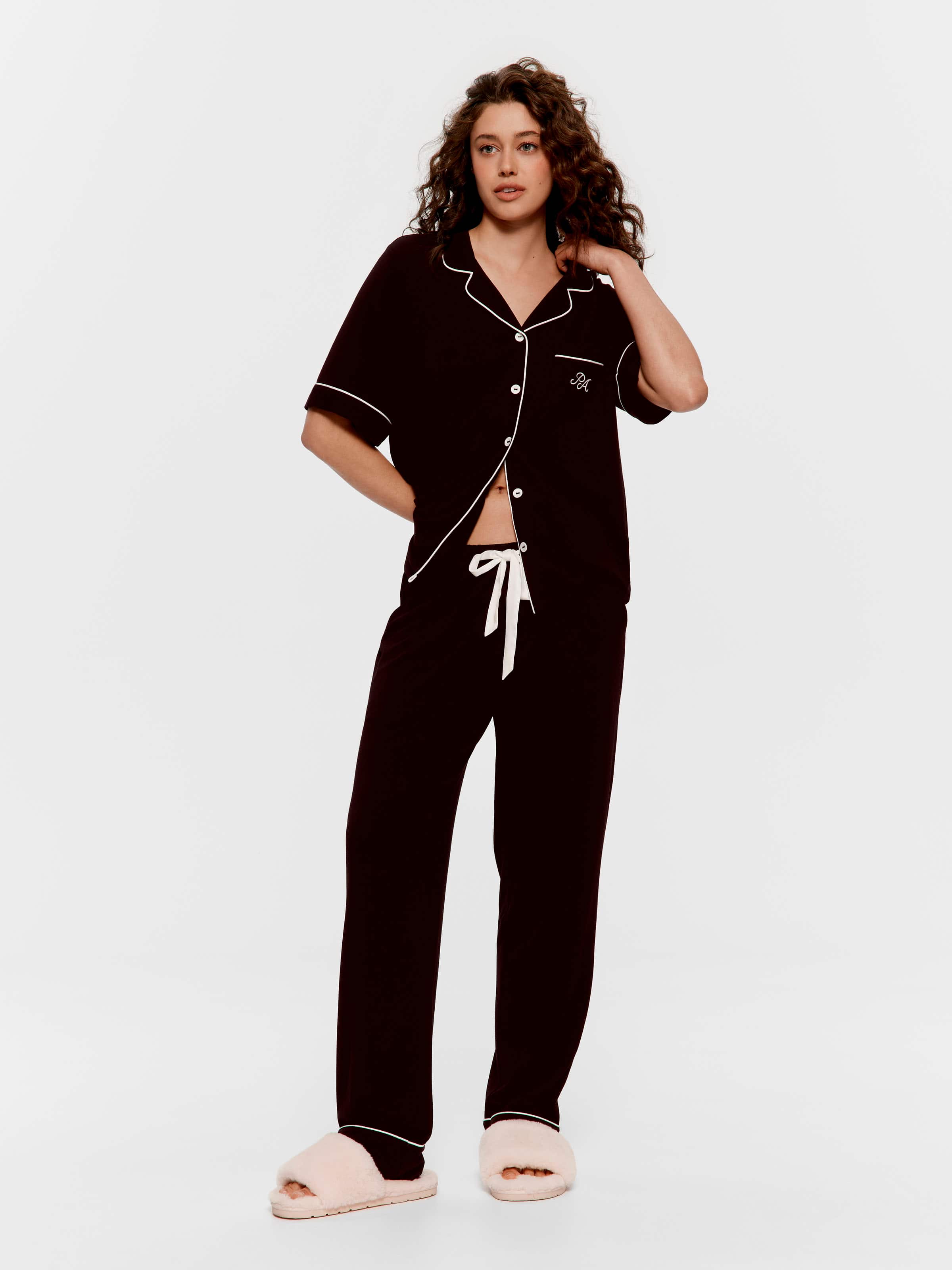 Black Bamboo Jersey Pj Set