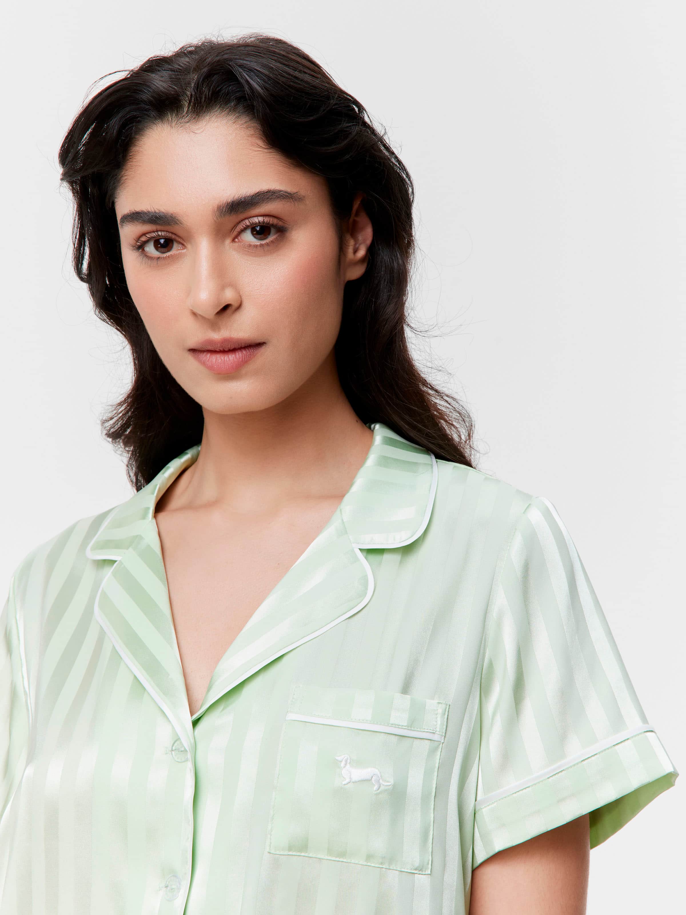 Pistachio Satin Shortie Pj Set