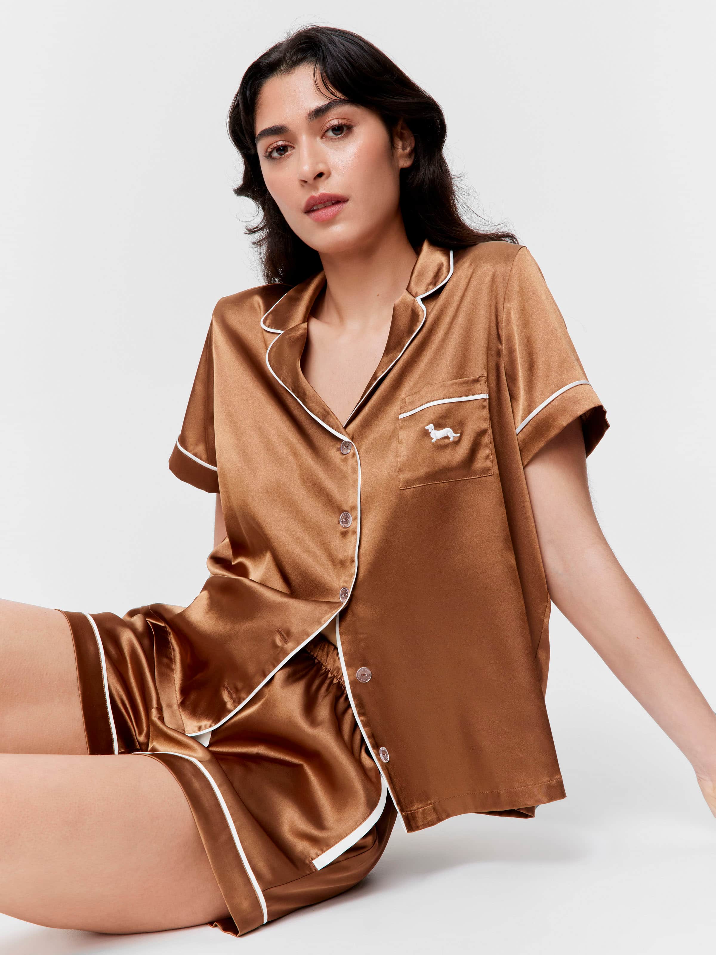 Ginger Satin Shortie Pj Set