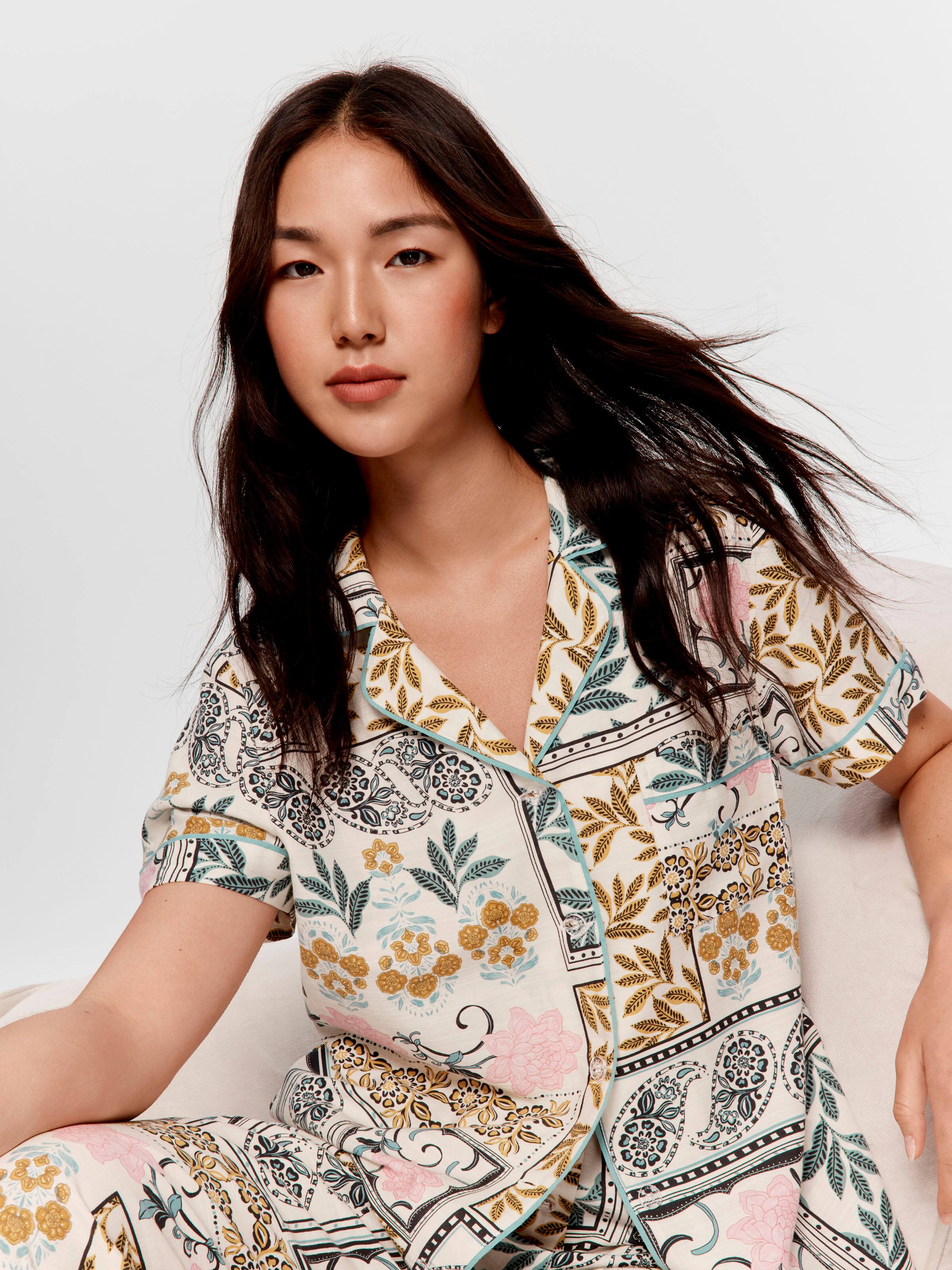 Boho Floral Short Sleeve Shirt