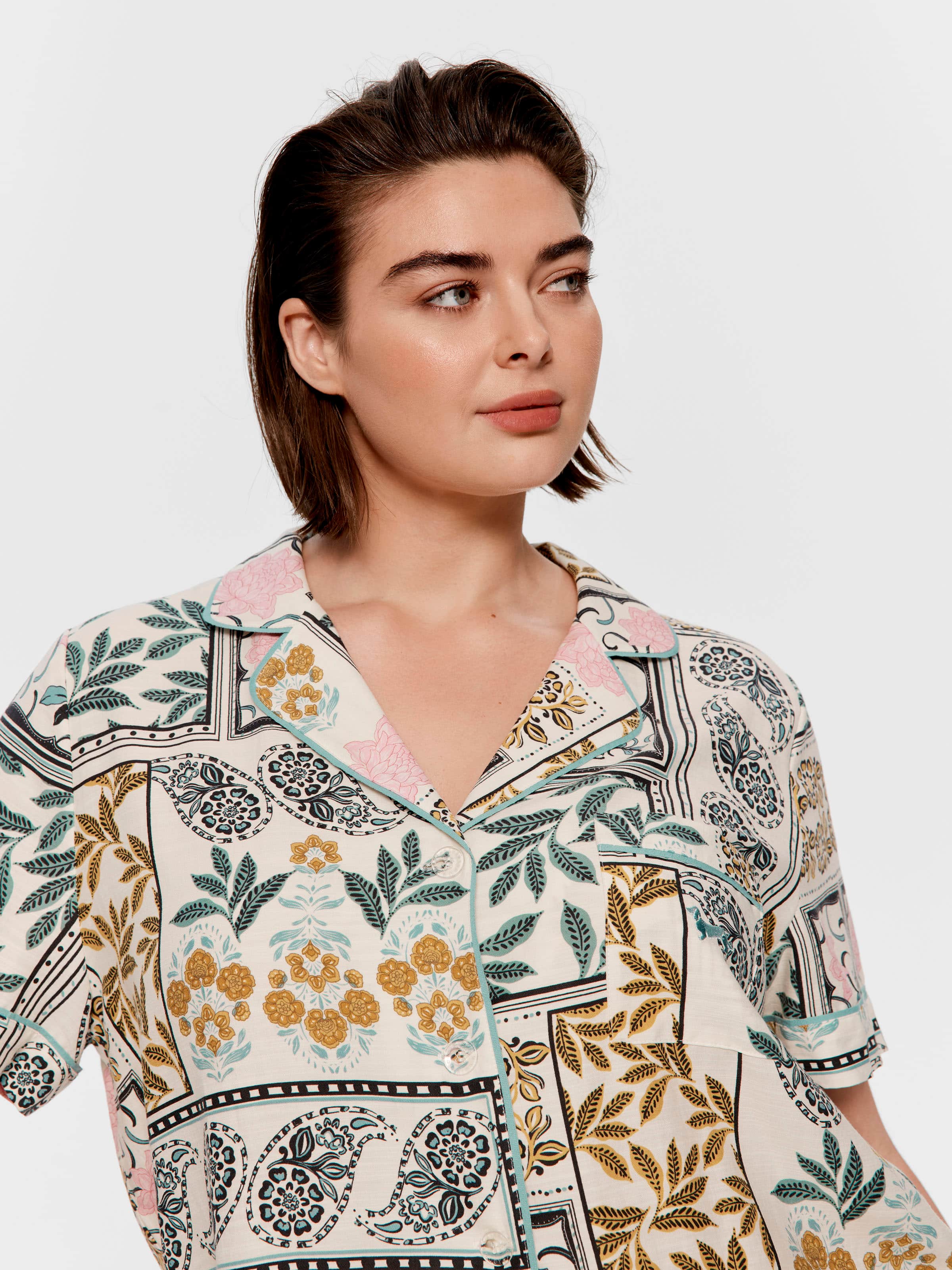 P.A. Plus Boho Floral Short Sleeve Shirt
