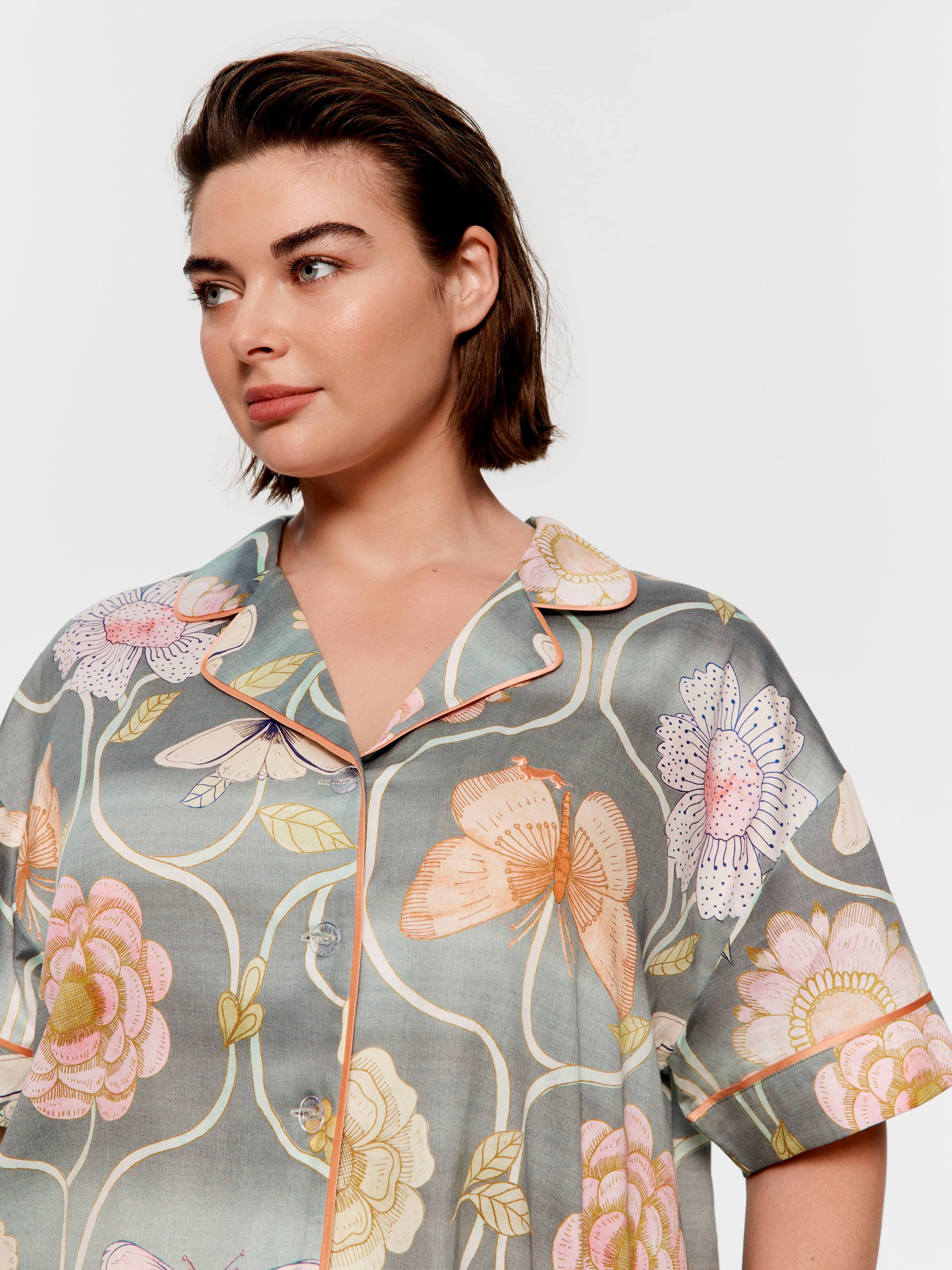 P.A. Plus Butterfly Floral 100% Cotton Short Sleeve & Pj Bottom Set