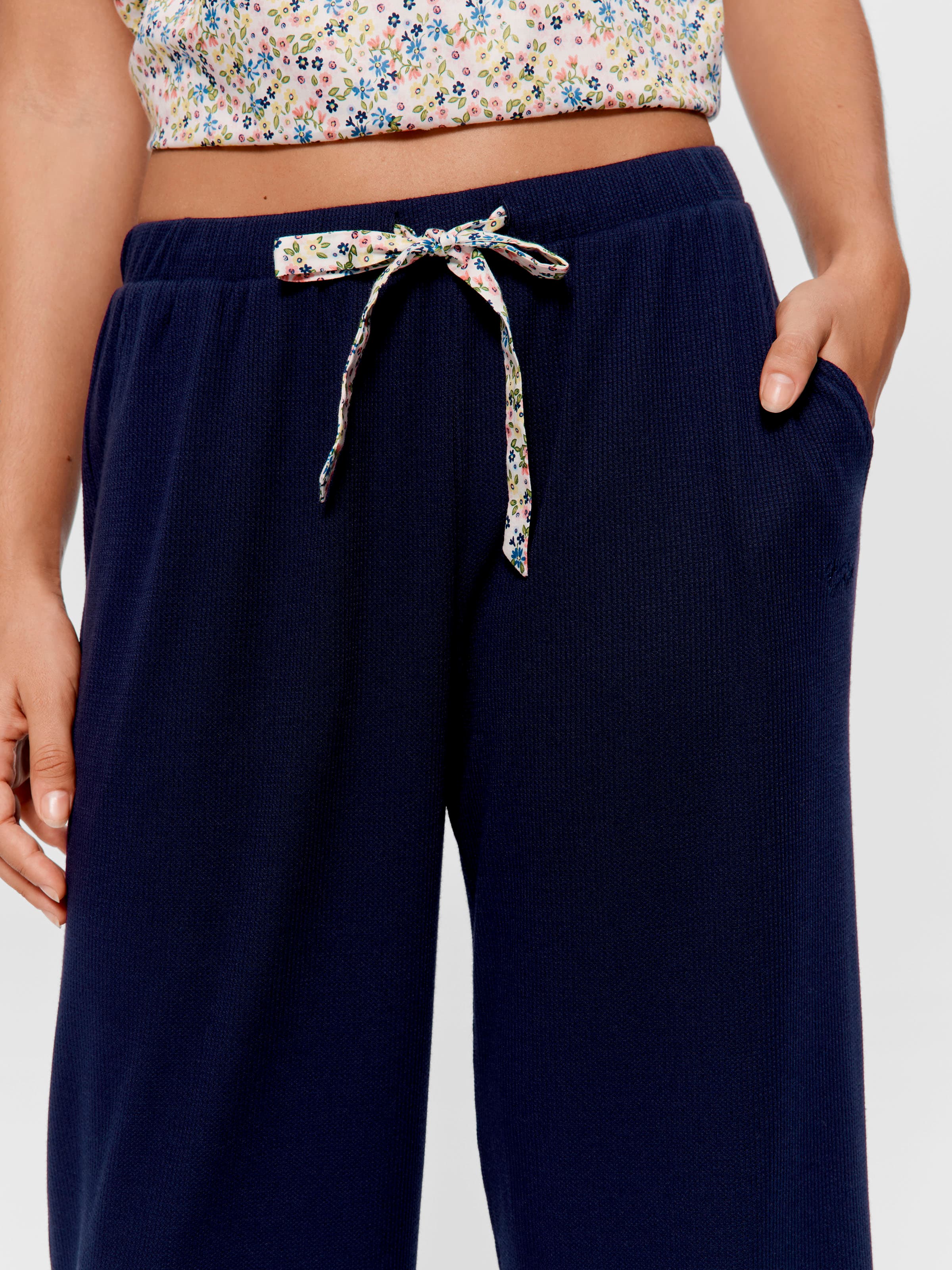 Navy Floral Waffle Pj Bottom