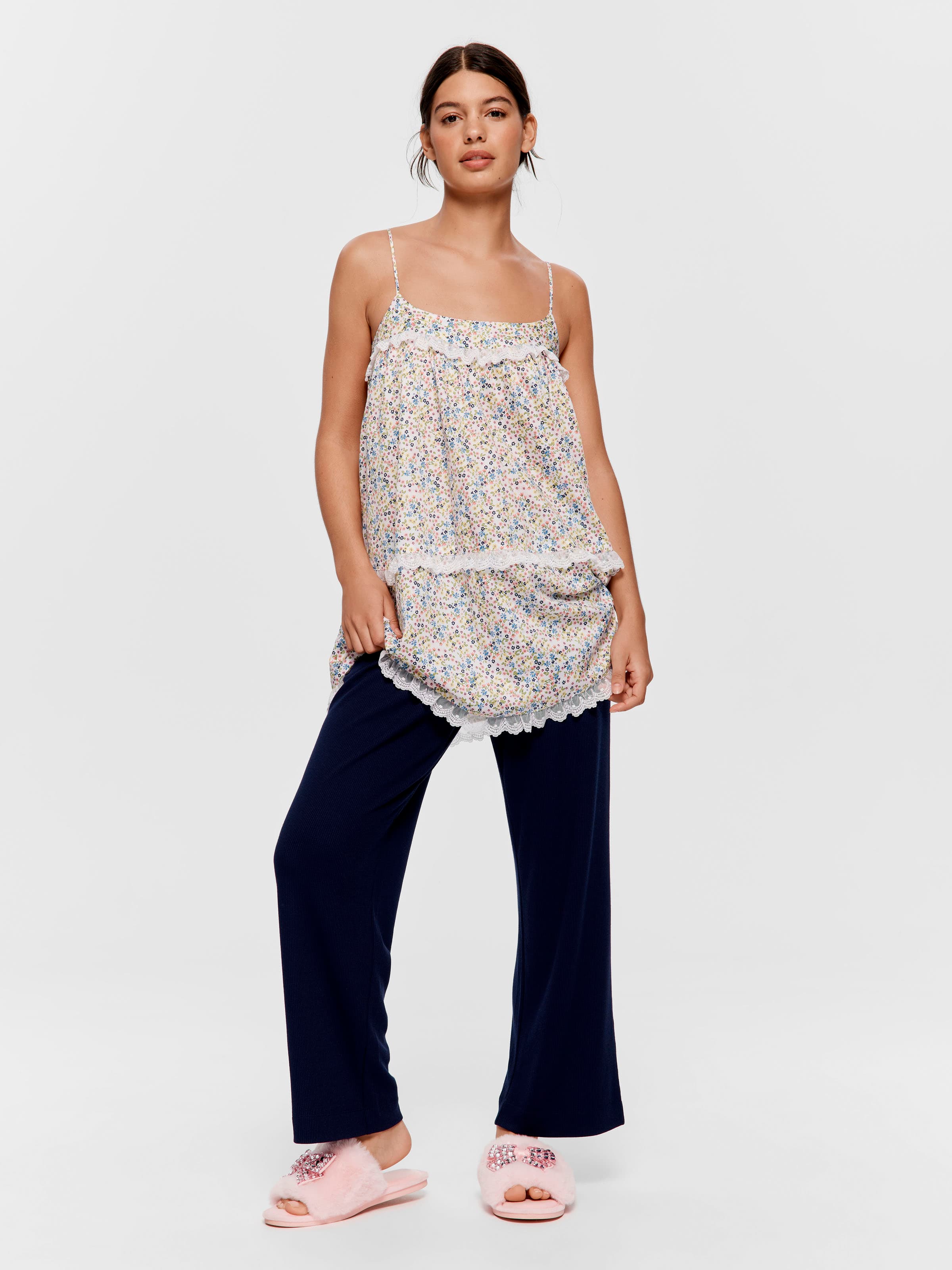 Navy Floral Waffle Pj Bottom