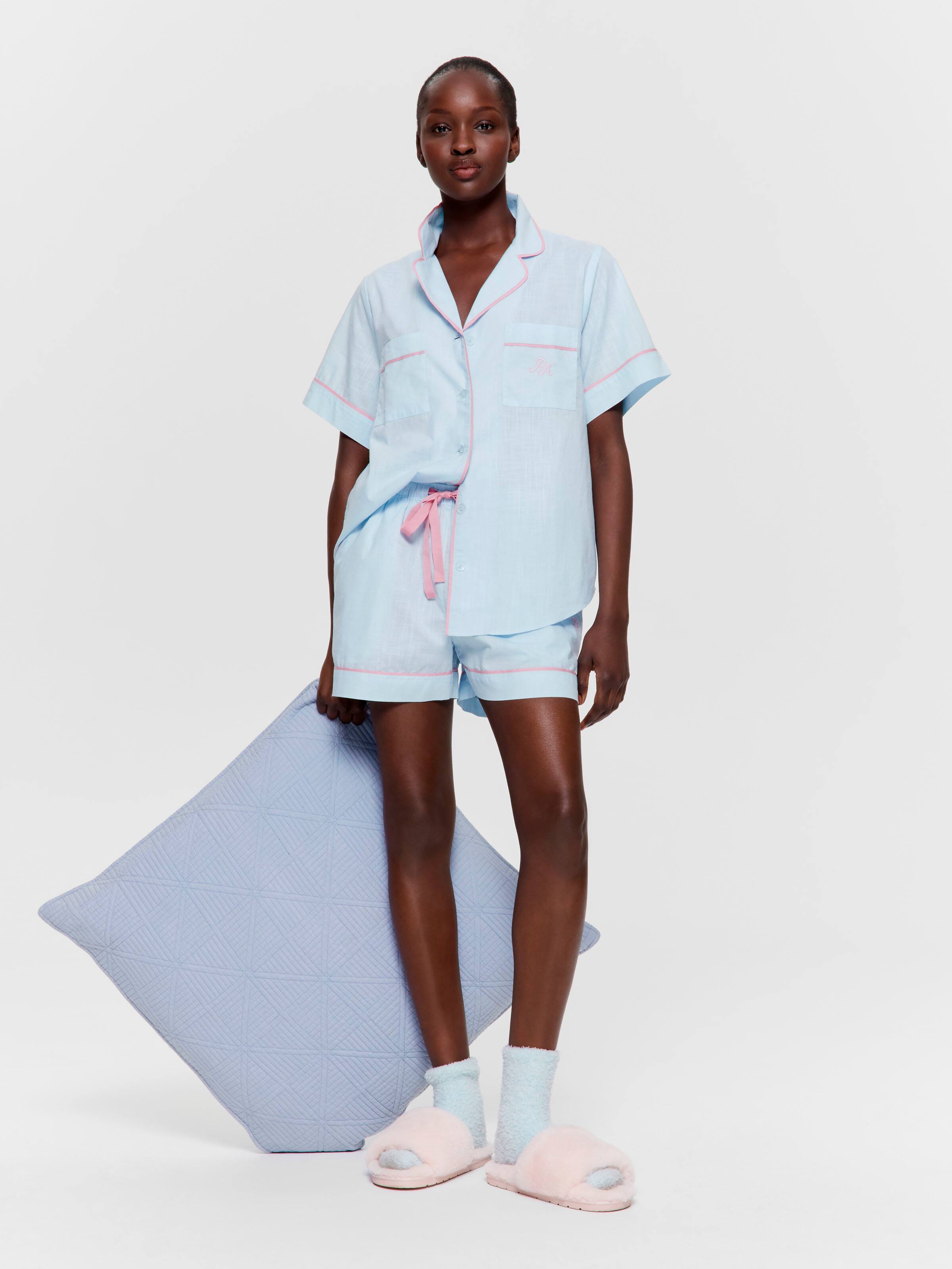 Soft Blue 100% Cotton Pj Short