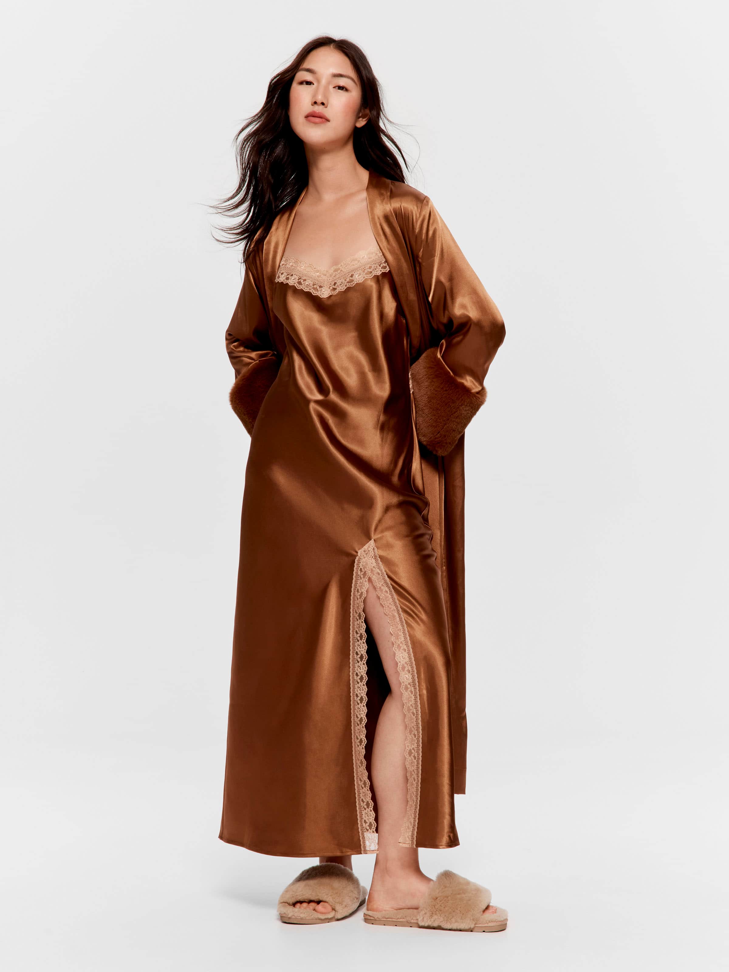 Ginger Satin Longline Robe