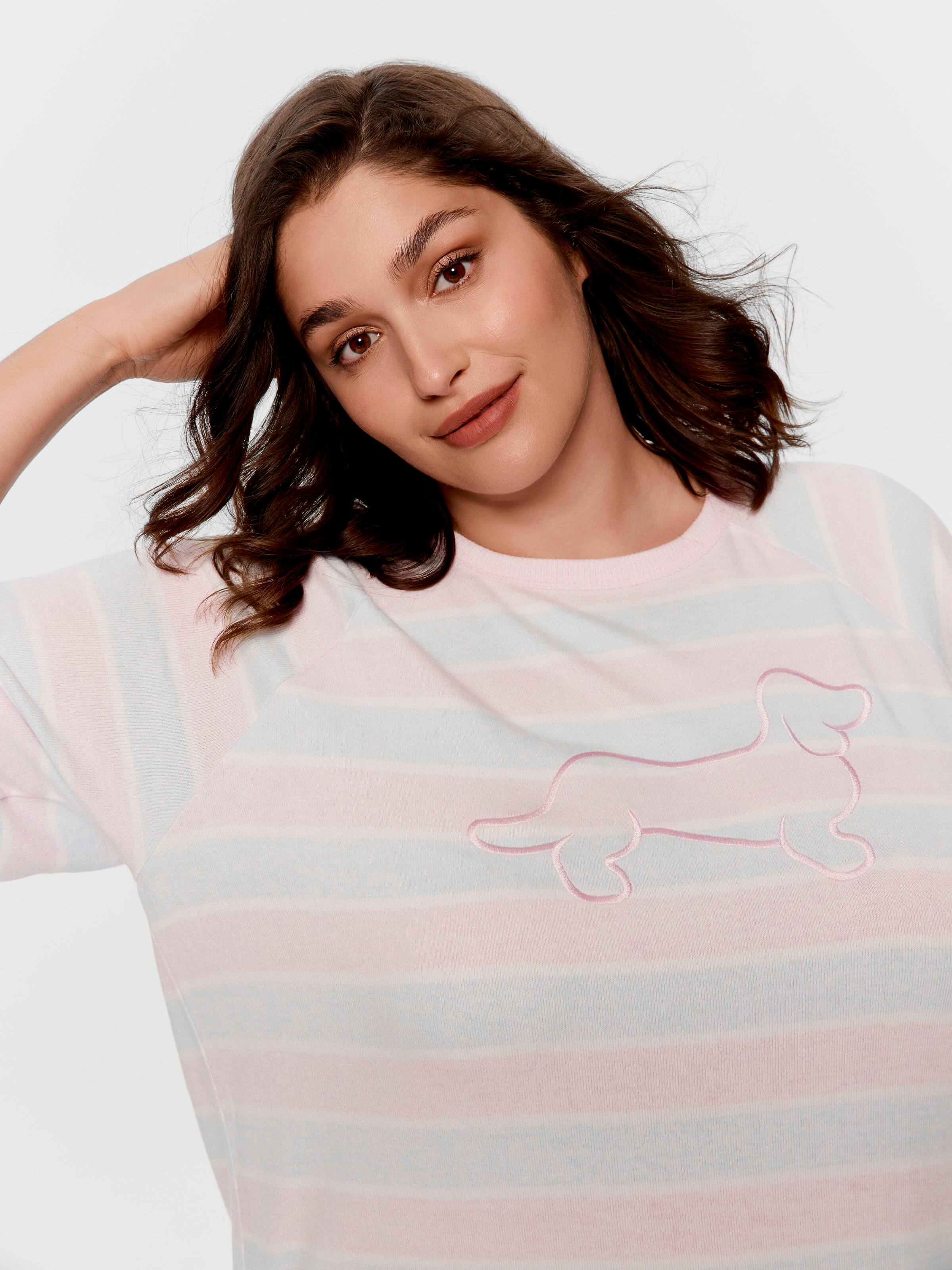 P.A. Plus Penny Stripe Fuzzy Oversized Tshirt