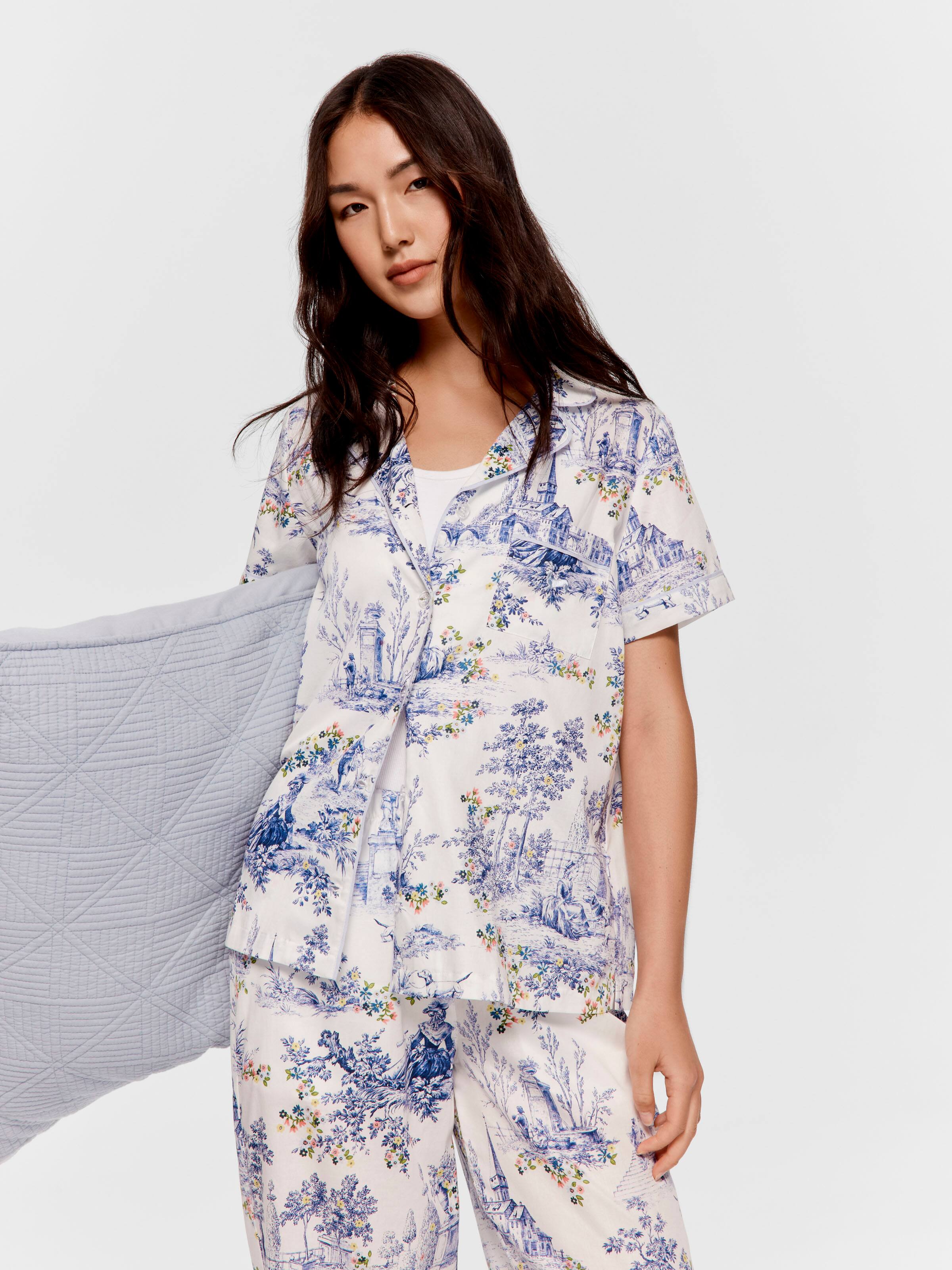 Blue Toile 100% Cotton Shirt