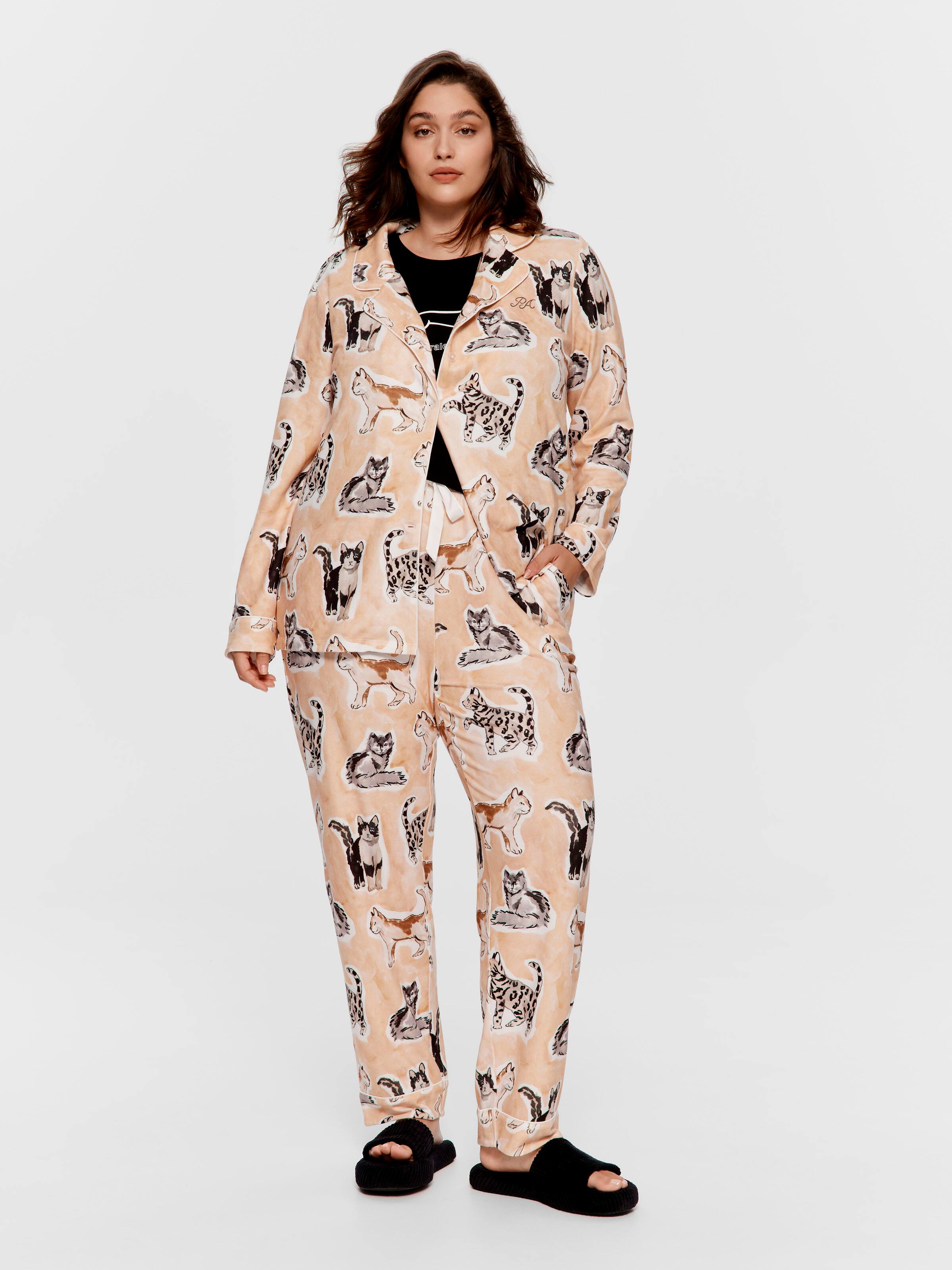P.A. Plus Mixed Cats Plush Pj Set