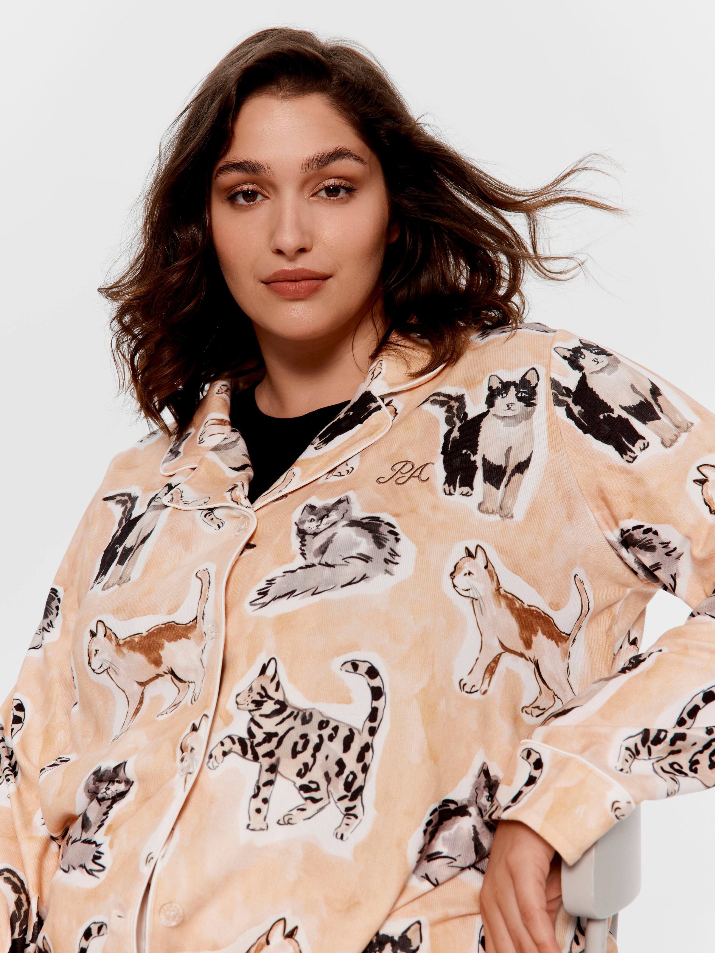 P.A. Plus Mixed Cats Plush Pj Set