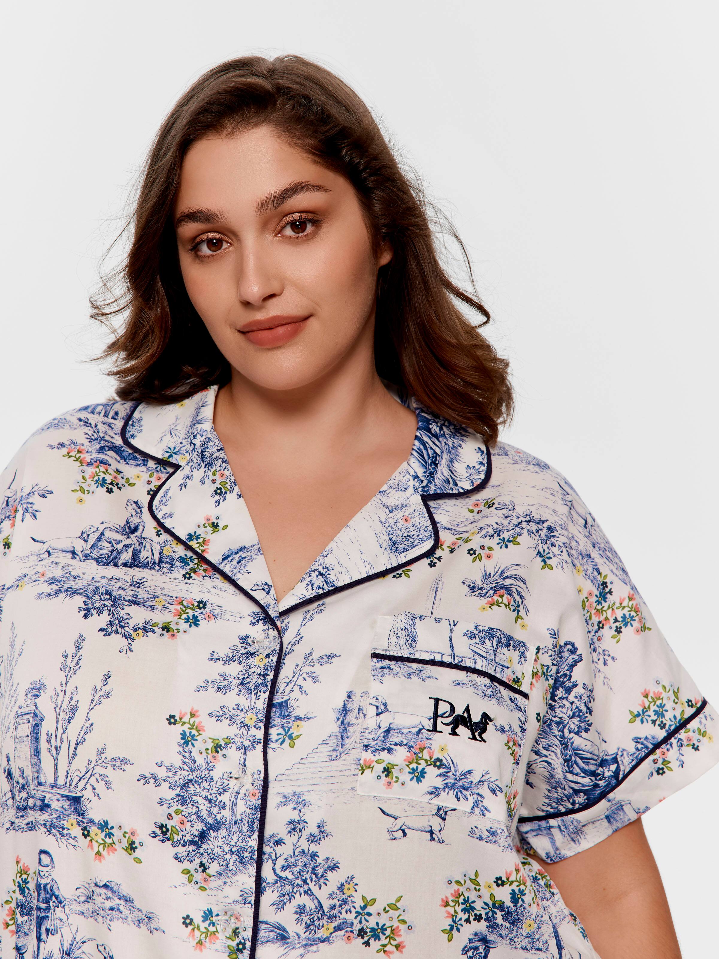 P.A. Plus Blue Toile 100% Cotton Nightshirt