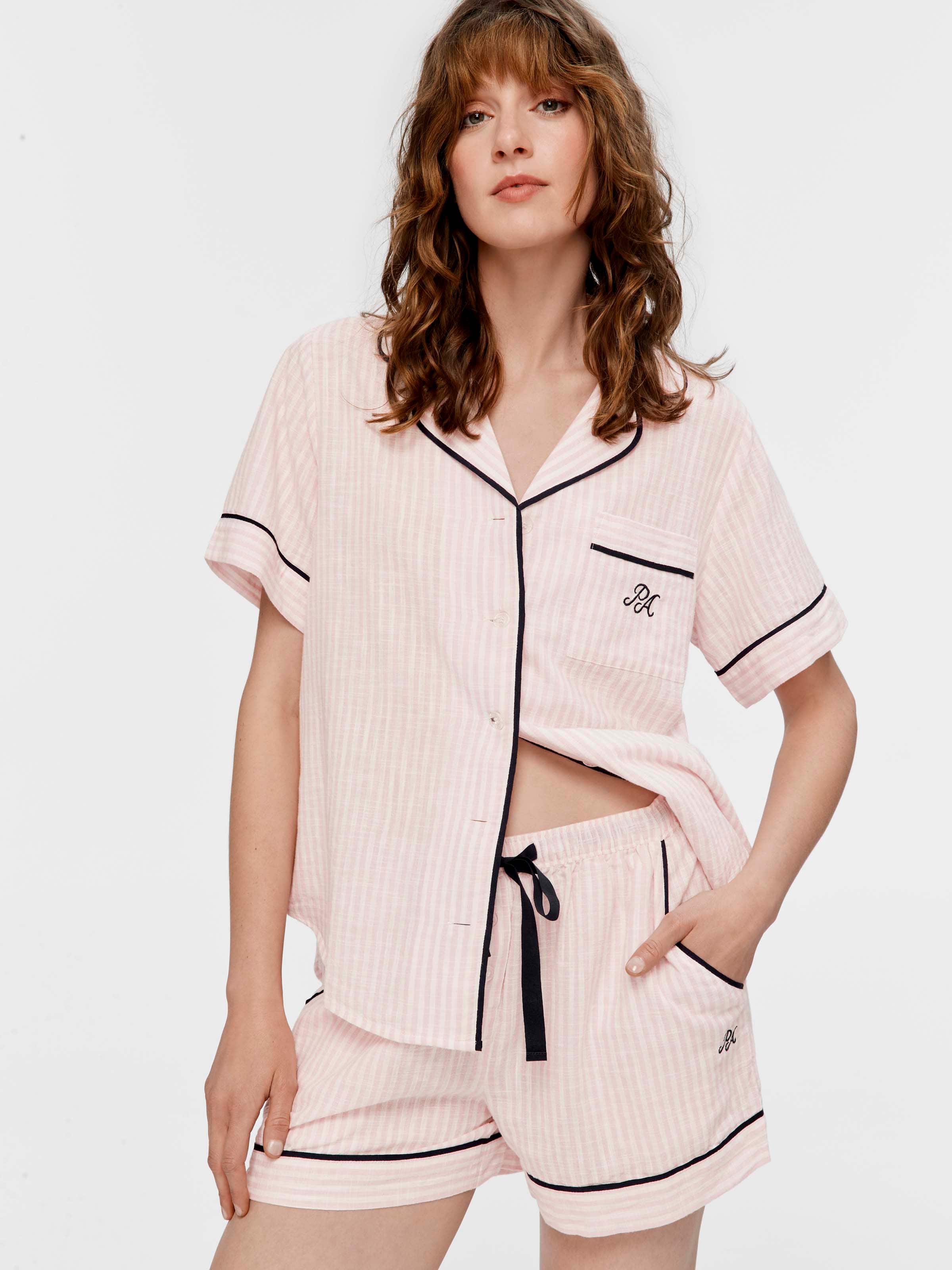 Pink Stripe 100% Cotton Mid Short