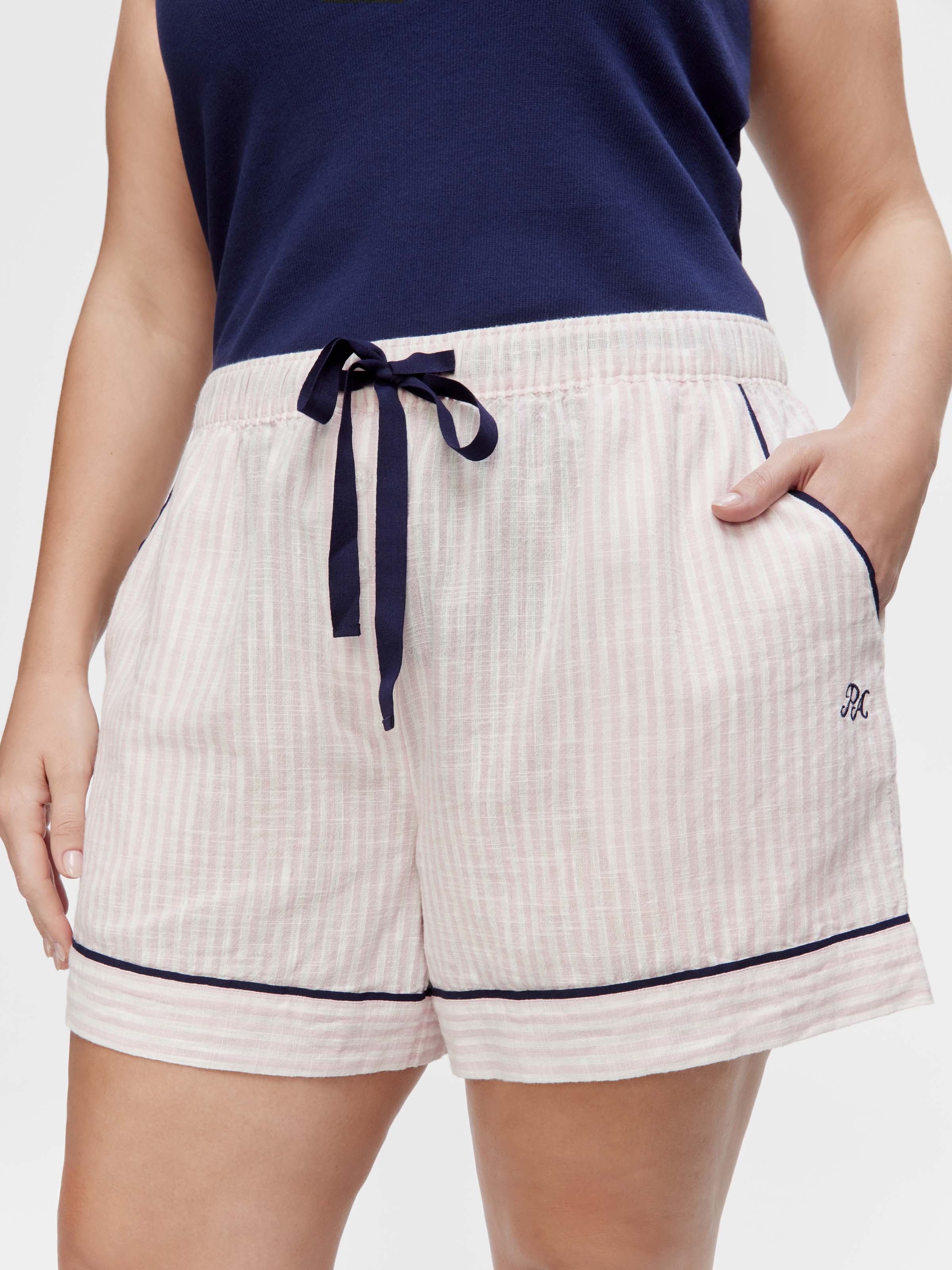 P.A. Plus Pink Stripe 100% Cotton Mid Short