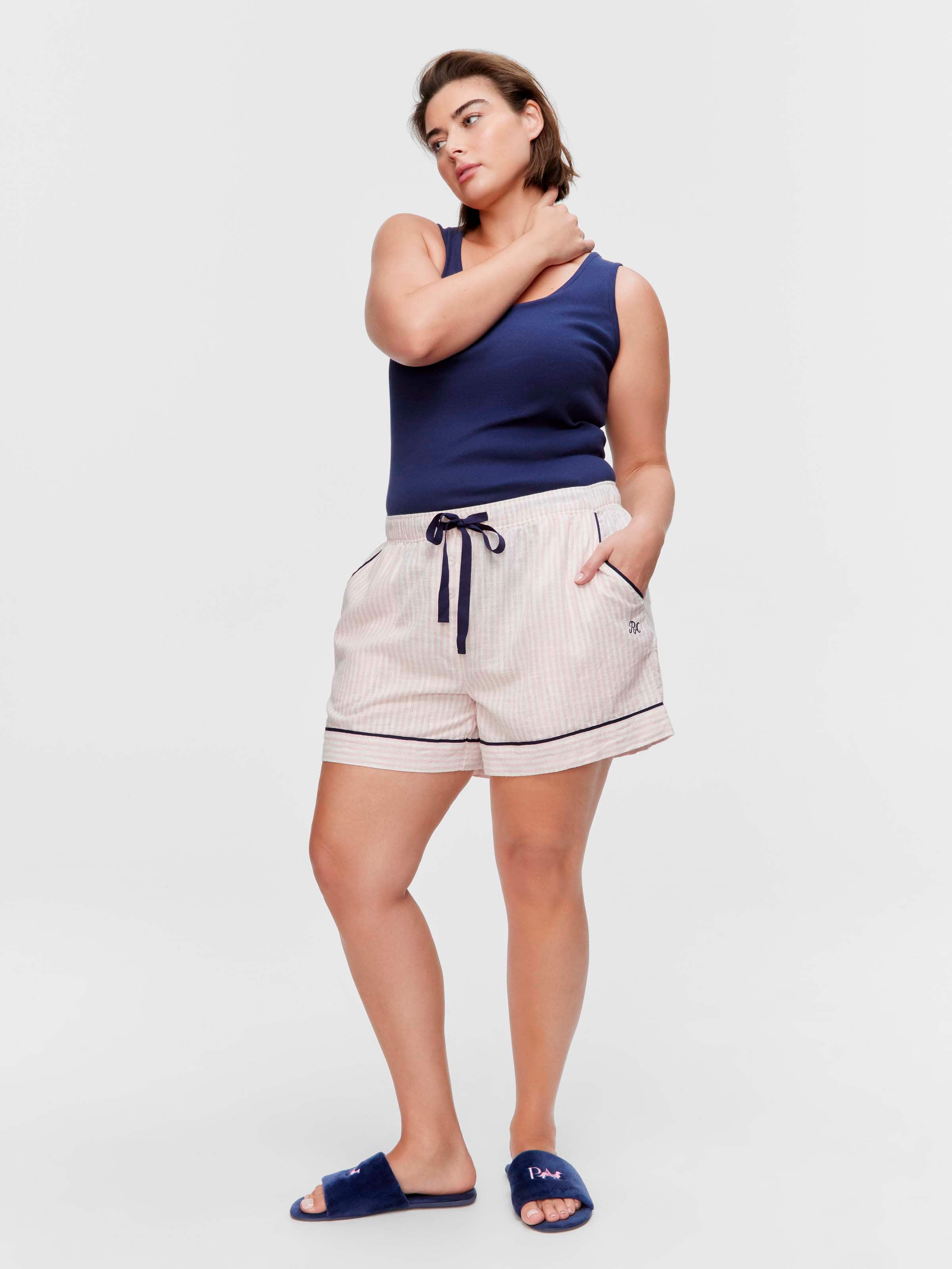 P.A. Plus Pink Stripe 100% Cotton Mid Short