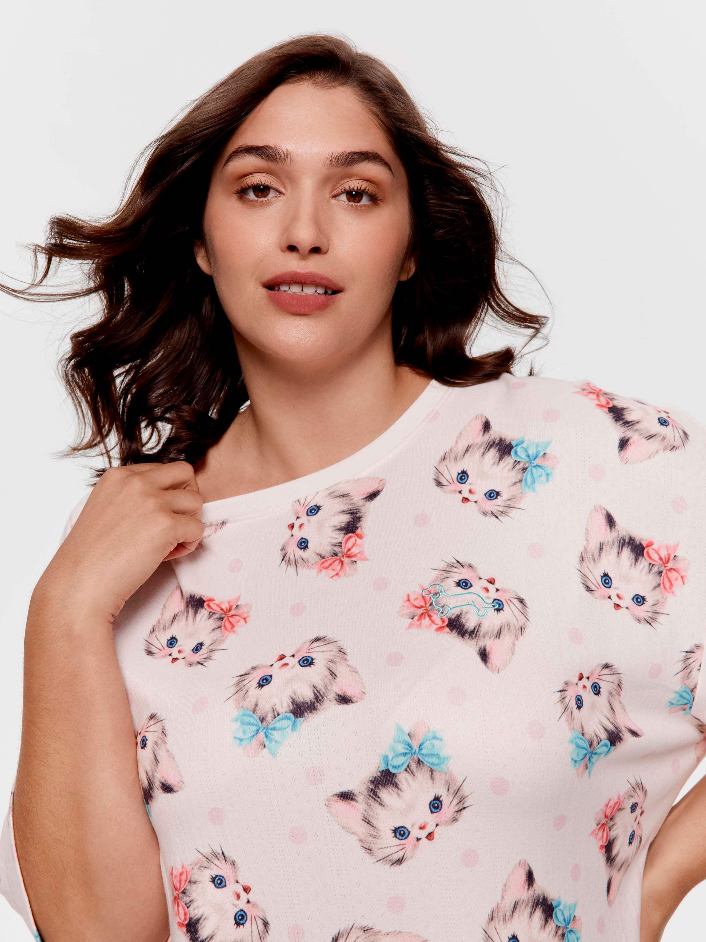 P.A. Plus Pointelle Cat Shortie Pj Set