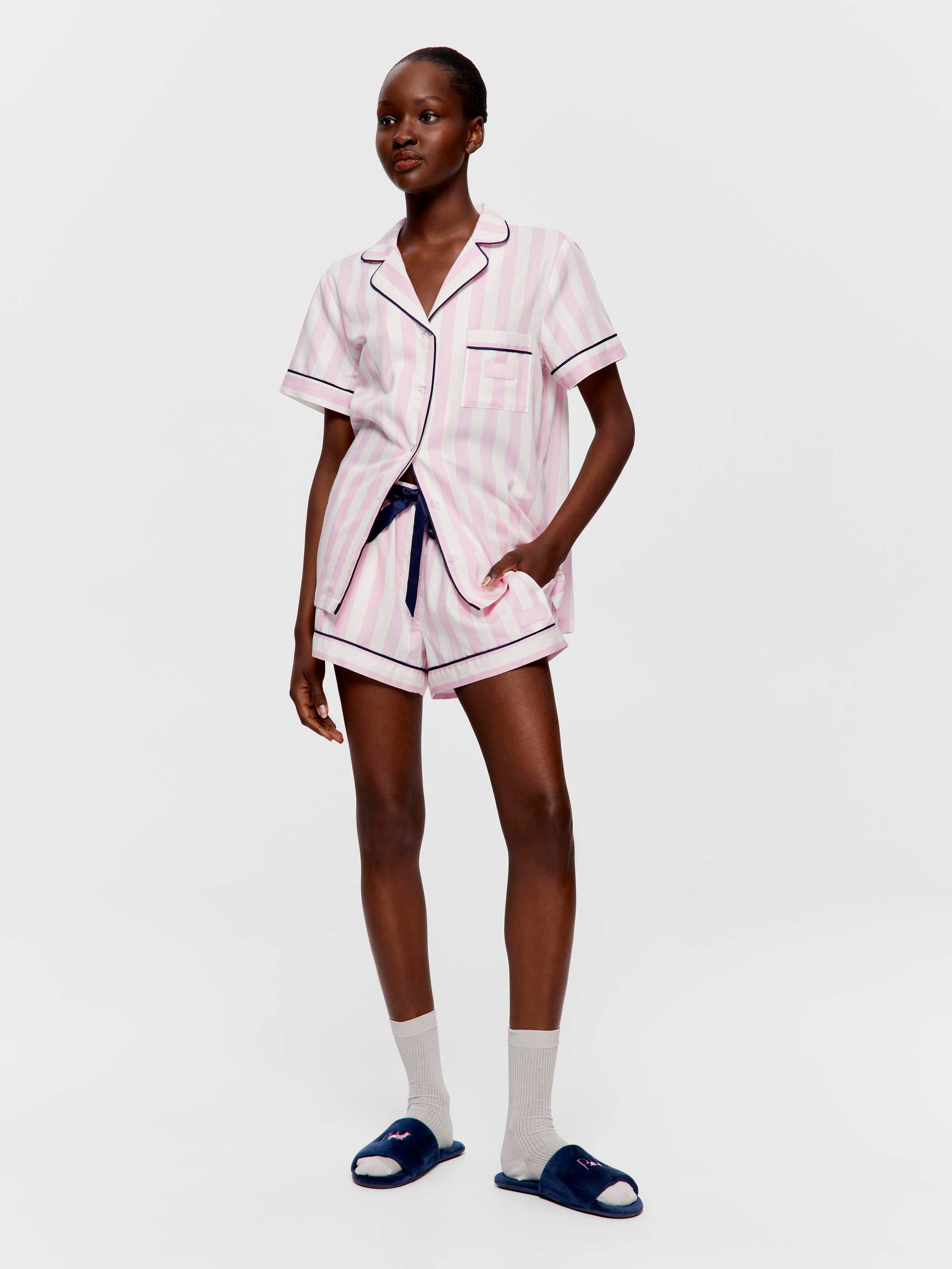 Lilac Stripe 100% Cotton Mini Tux Short