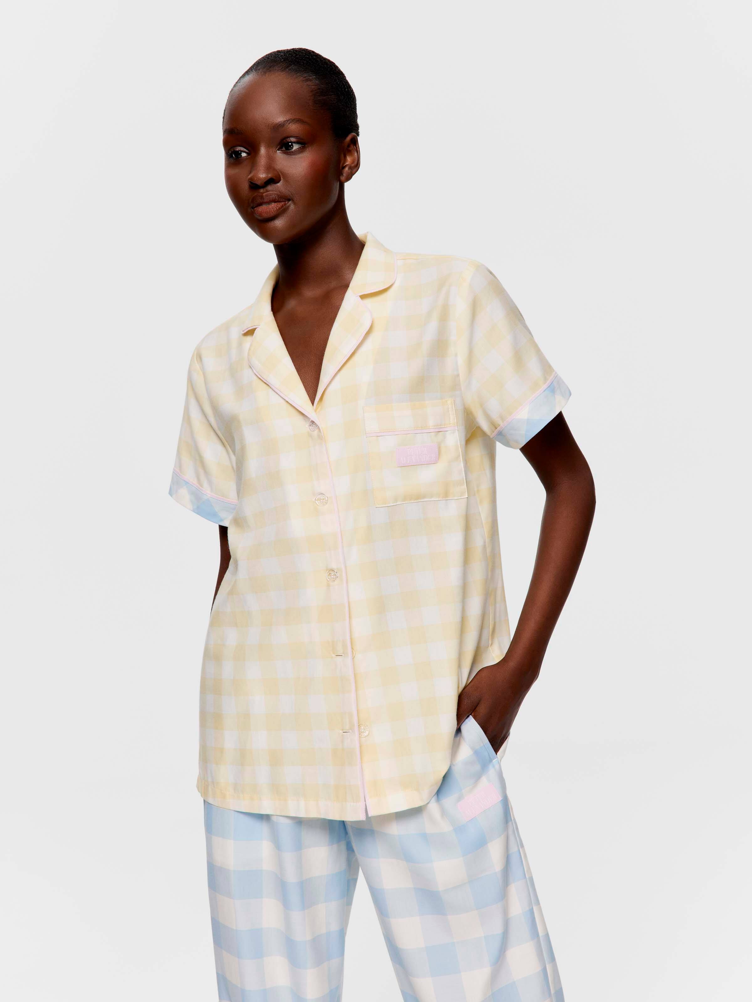 Yellow Gingham 100% Cotton Short Sleeve Shirt