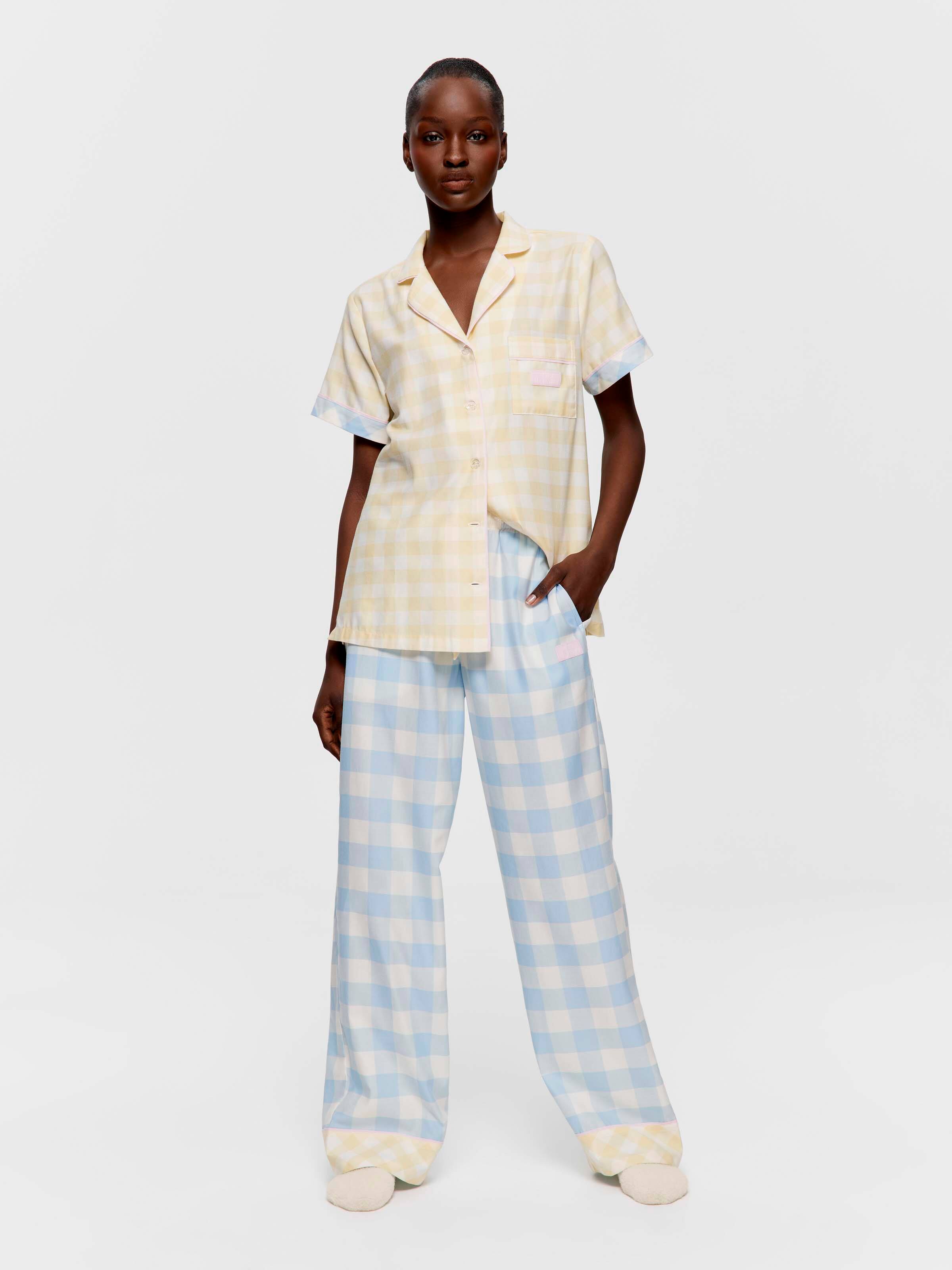 Blue Gingham 100% Cotton Pj Bottom