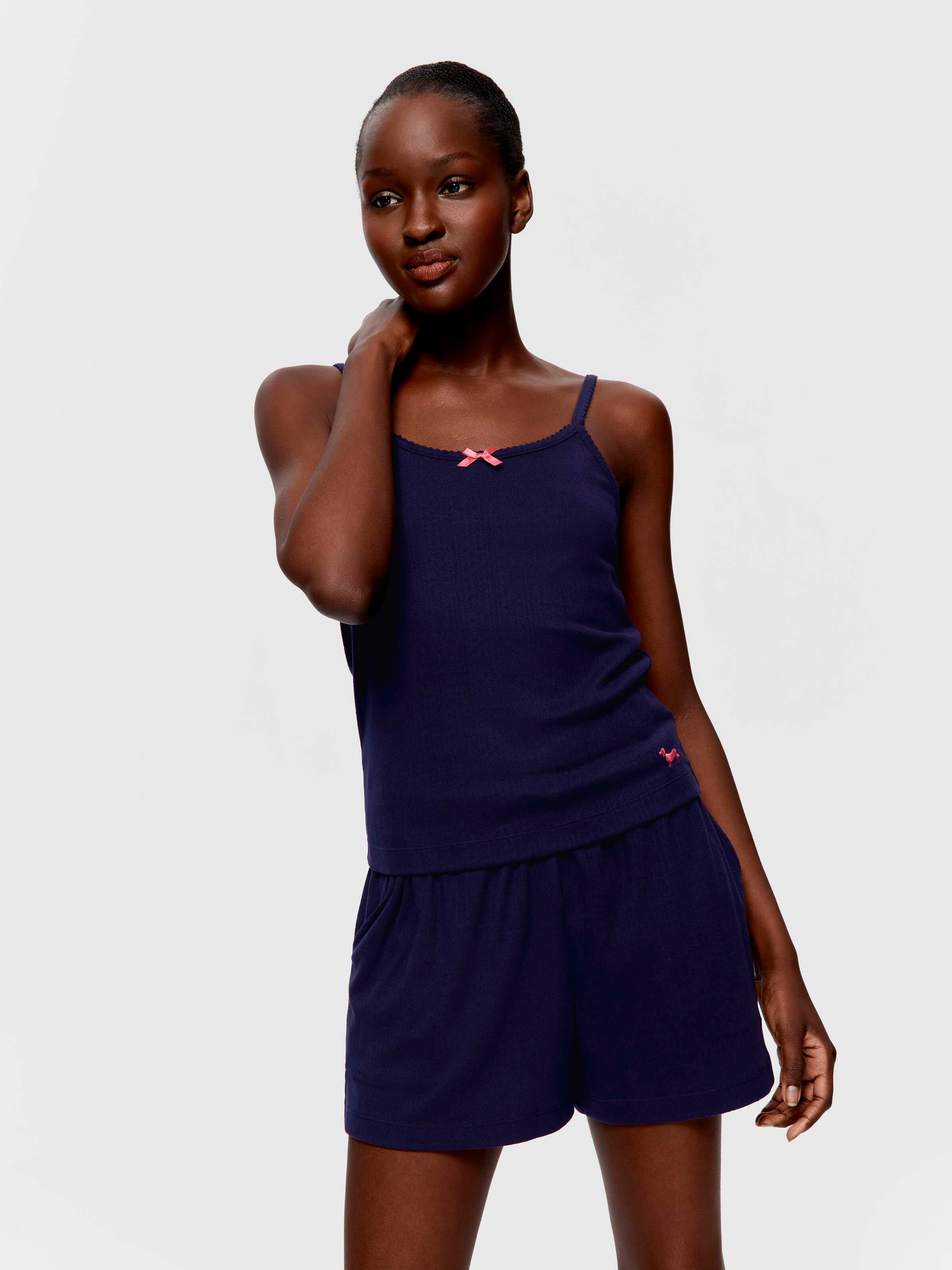 Navy Pointelle Tank Top