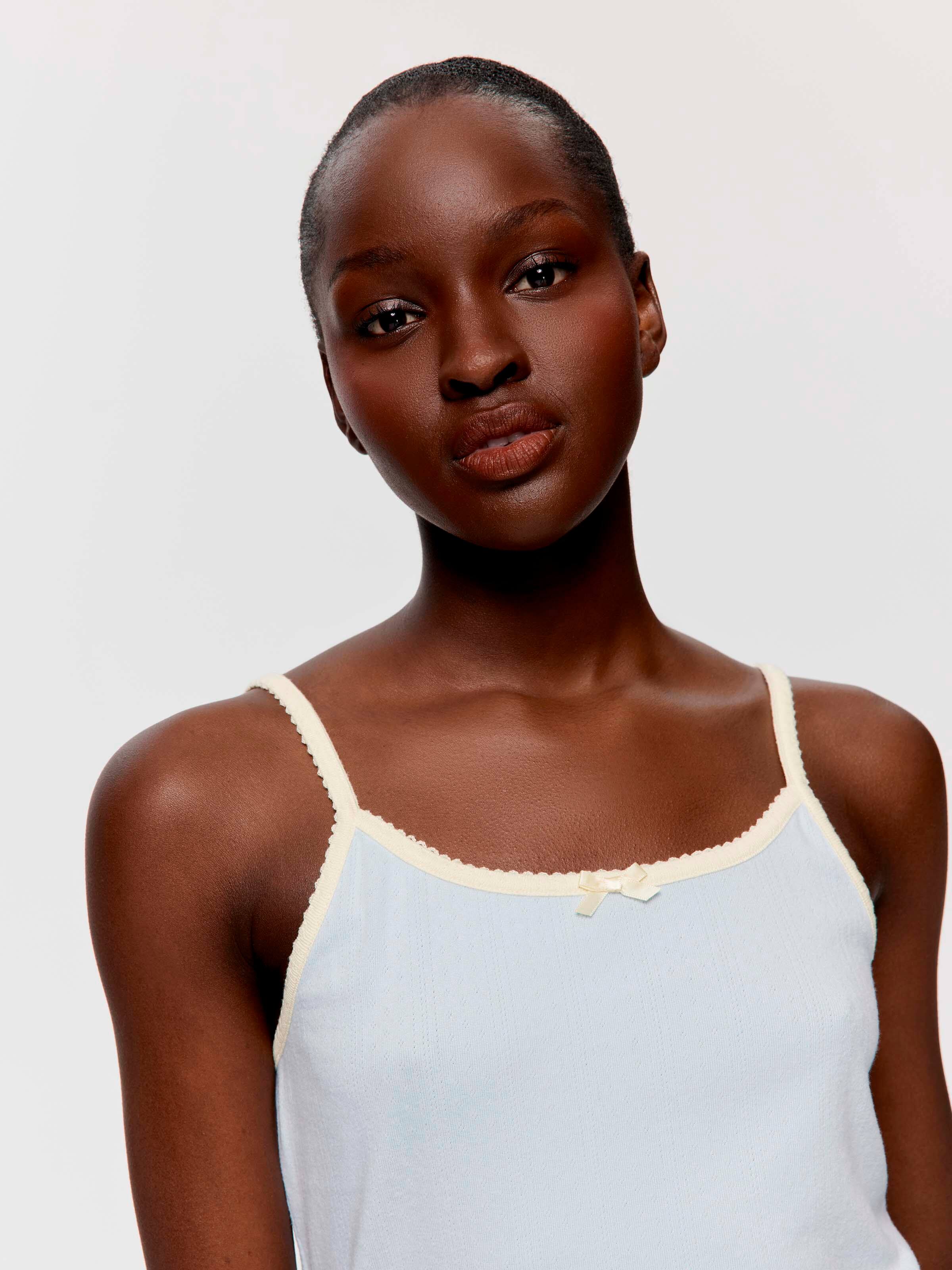 Light Blue Pointelle Tank Top