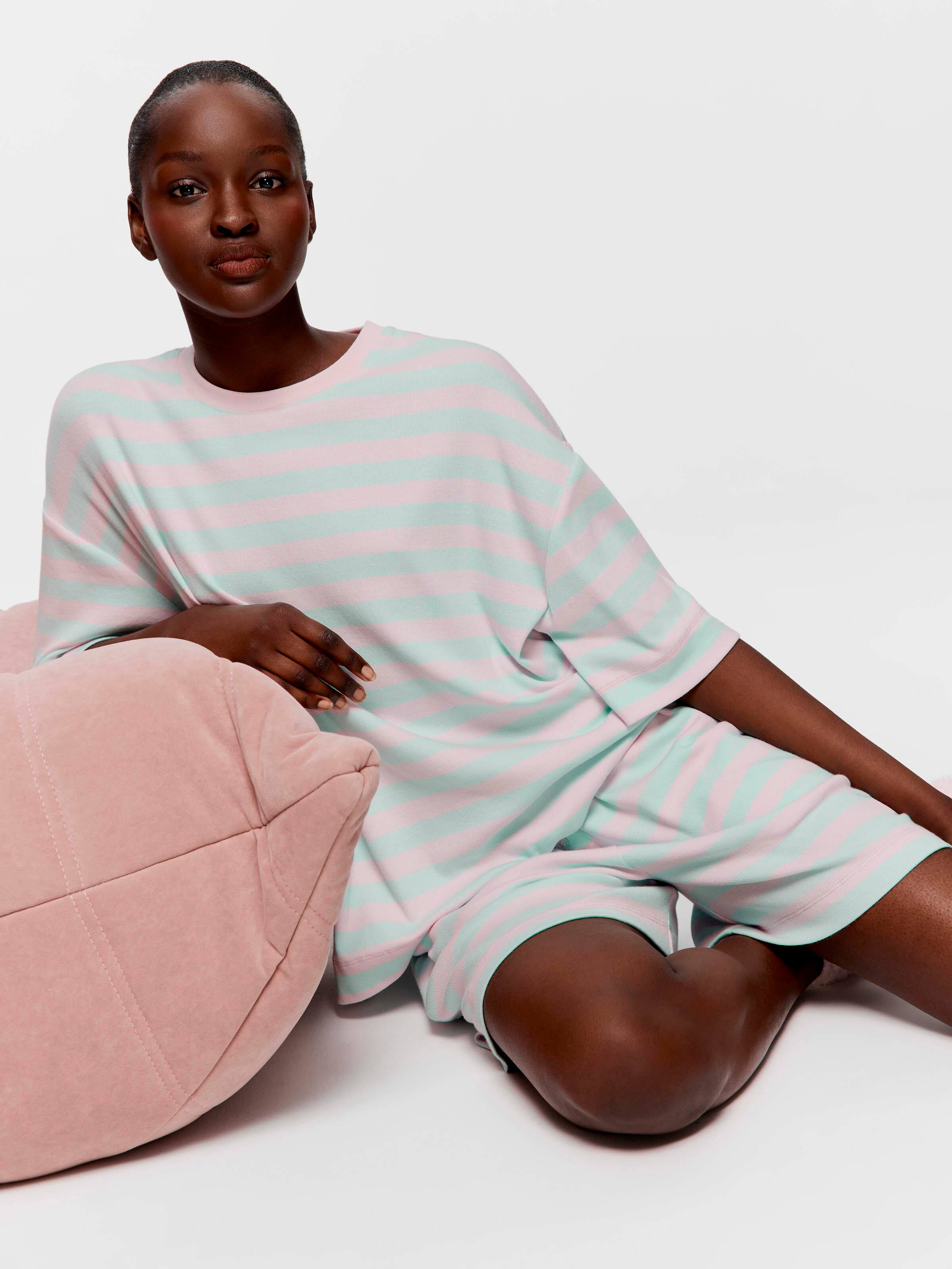 Pink Green Stripe Mid Short