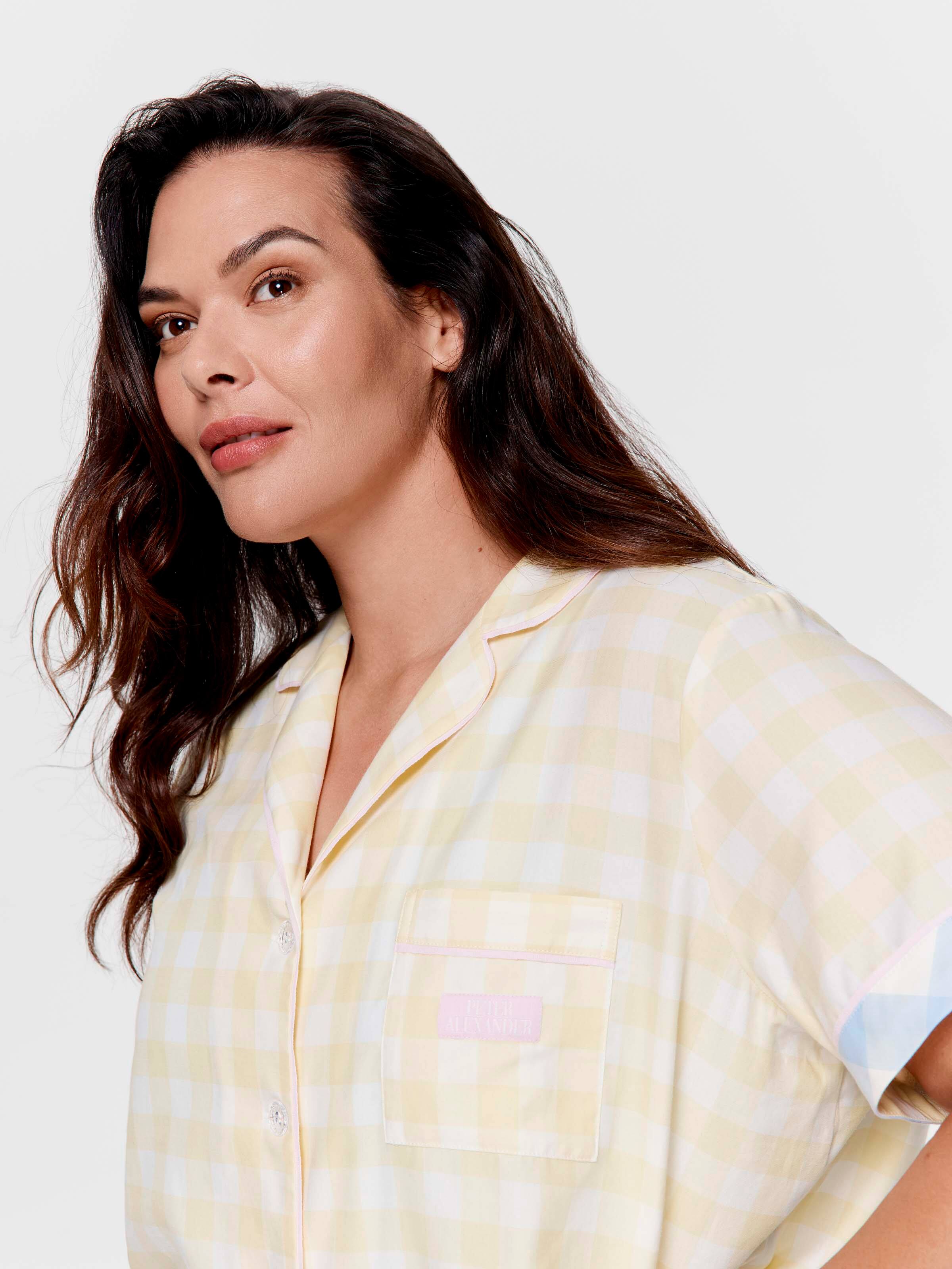 P.A. Plus Yellow Gingham 100% Cotton Short Sleeve Shirt